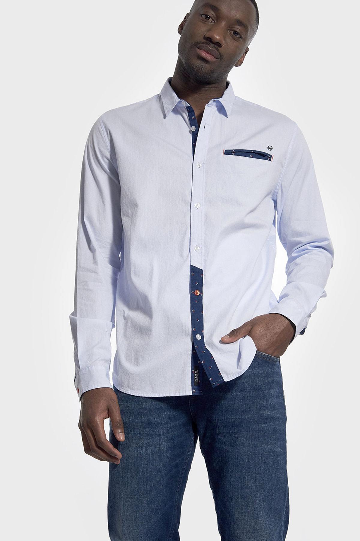 Blue cotton dress shirt - Image n°1