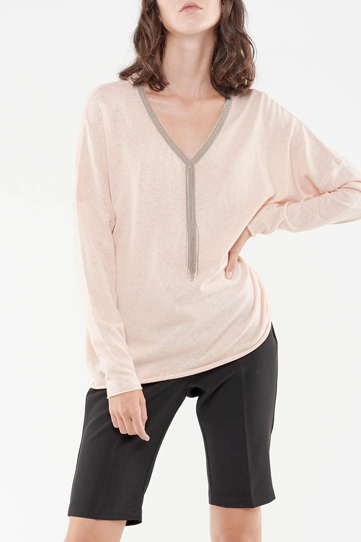 Women's loose V-neck sweater - Image n°5