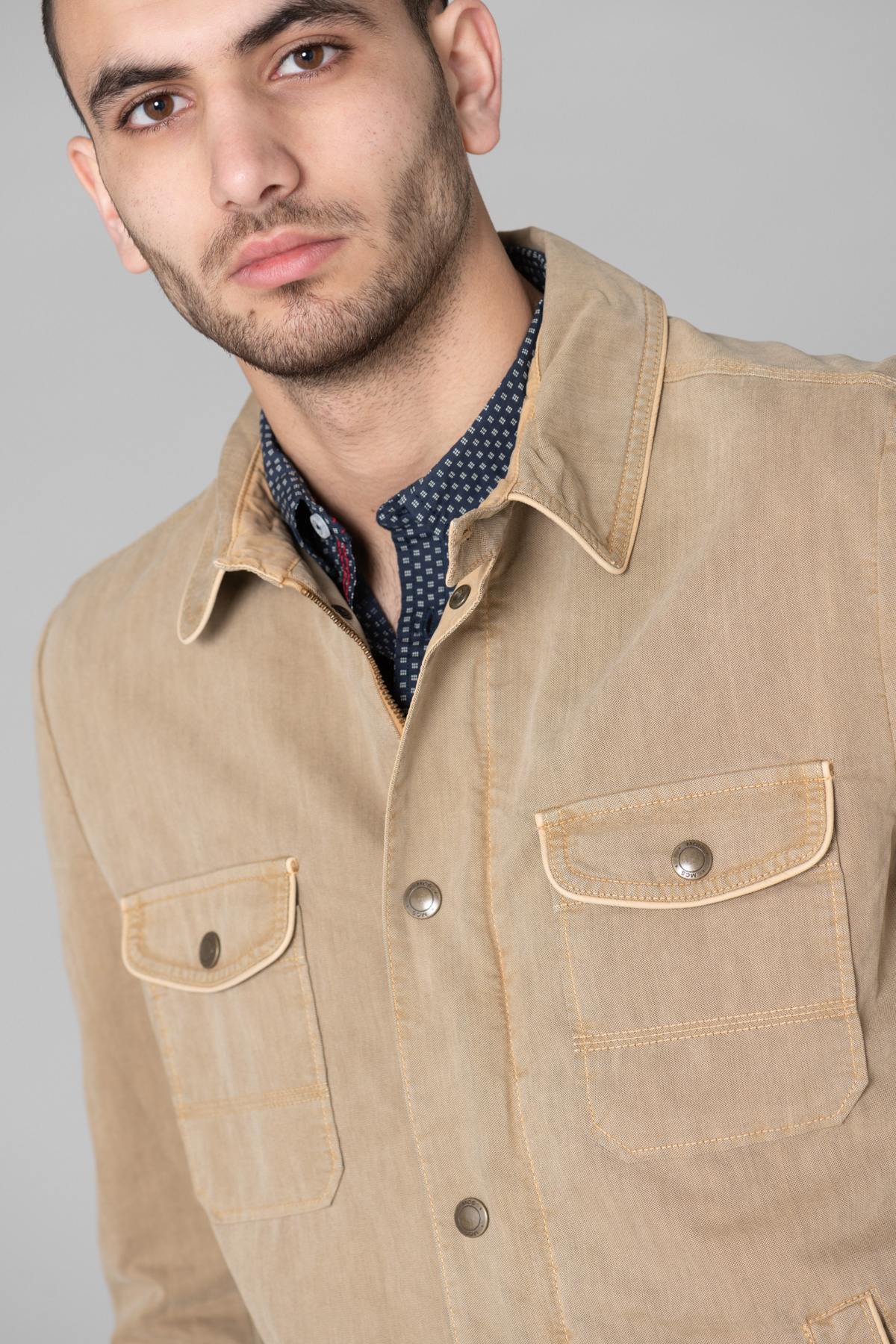 Men's beige cotton jacket - Image n°7