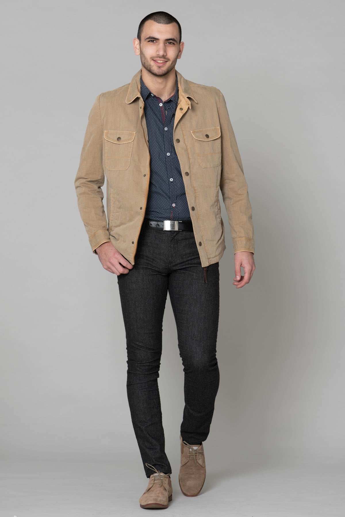 Men's beige cotton jacket - Image n°2