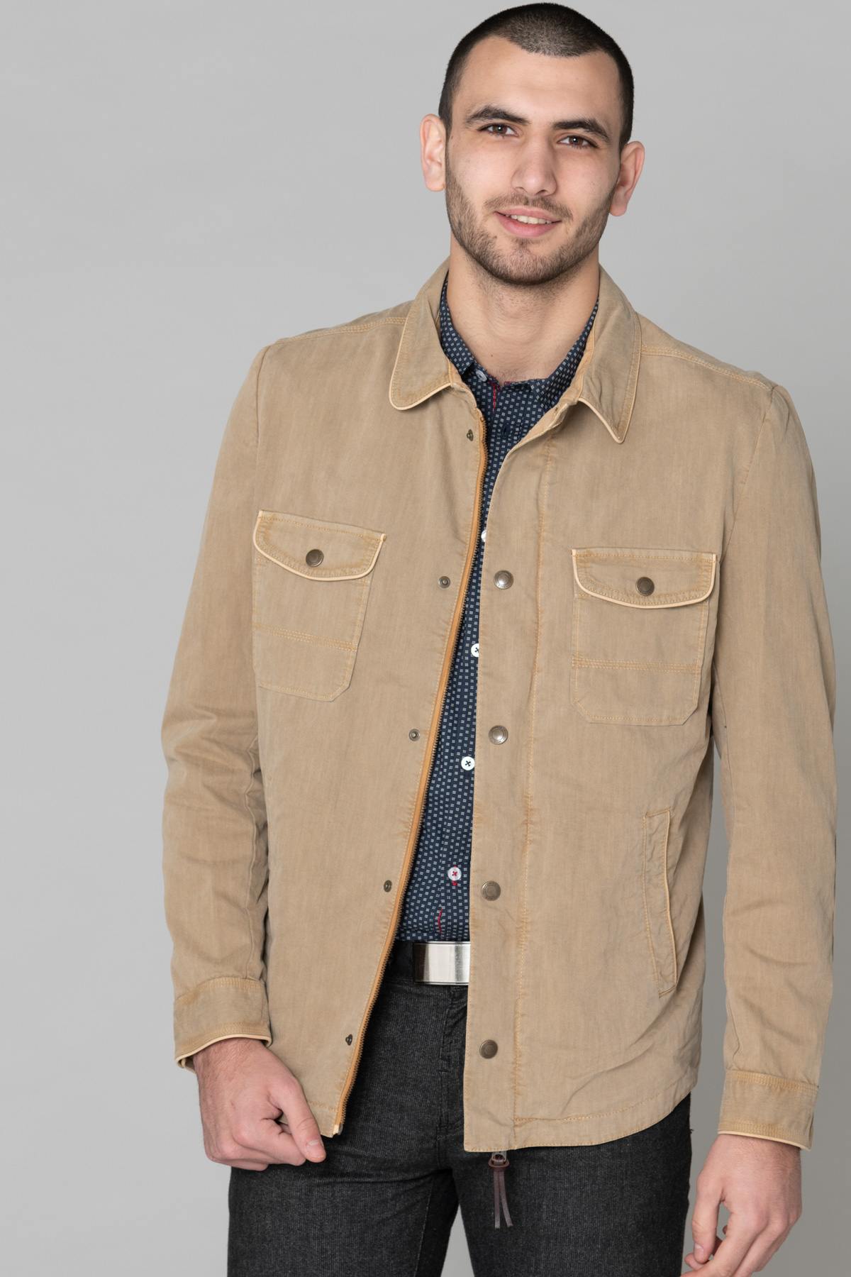 Men's beige cotton jacket - Image n°3