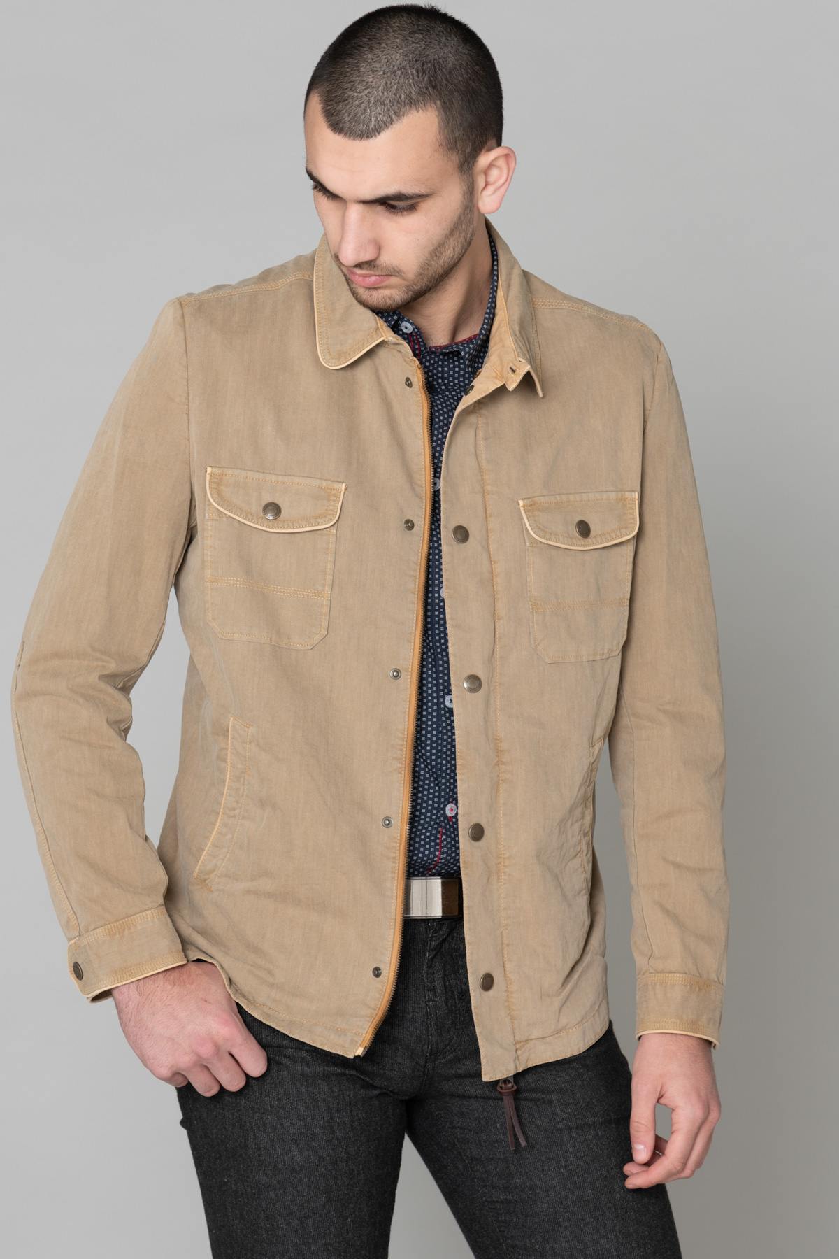 Men's beige cotton jacket - Image n°4