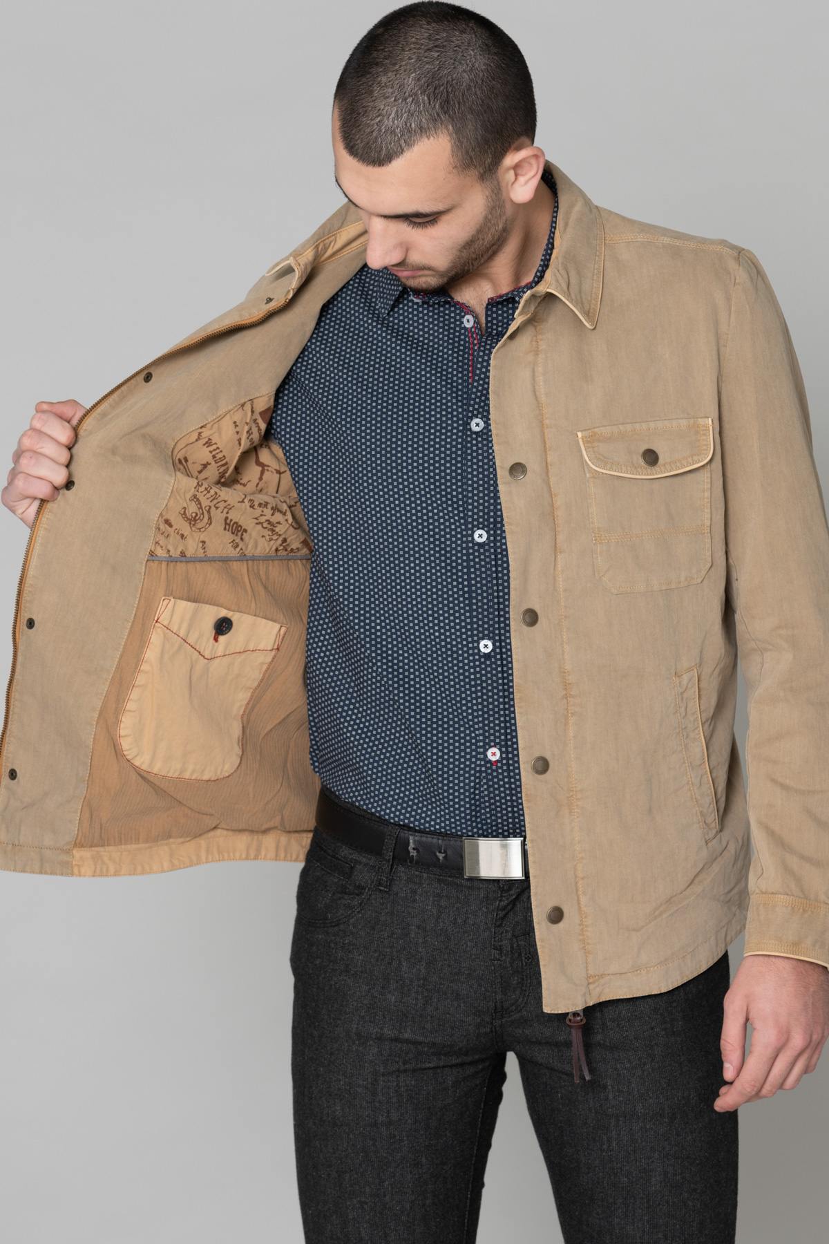 Men's beige cotton jacket - Image n°5