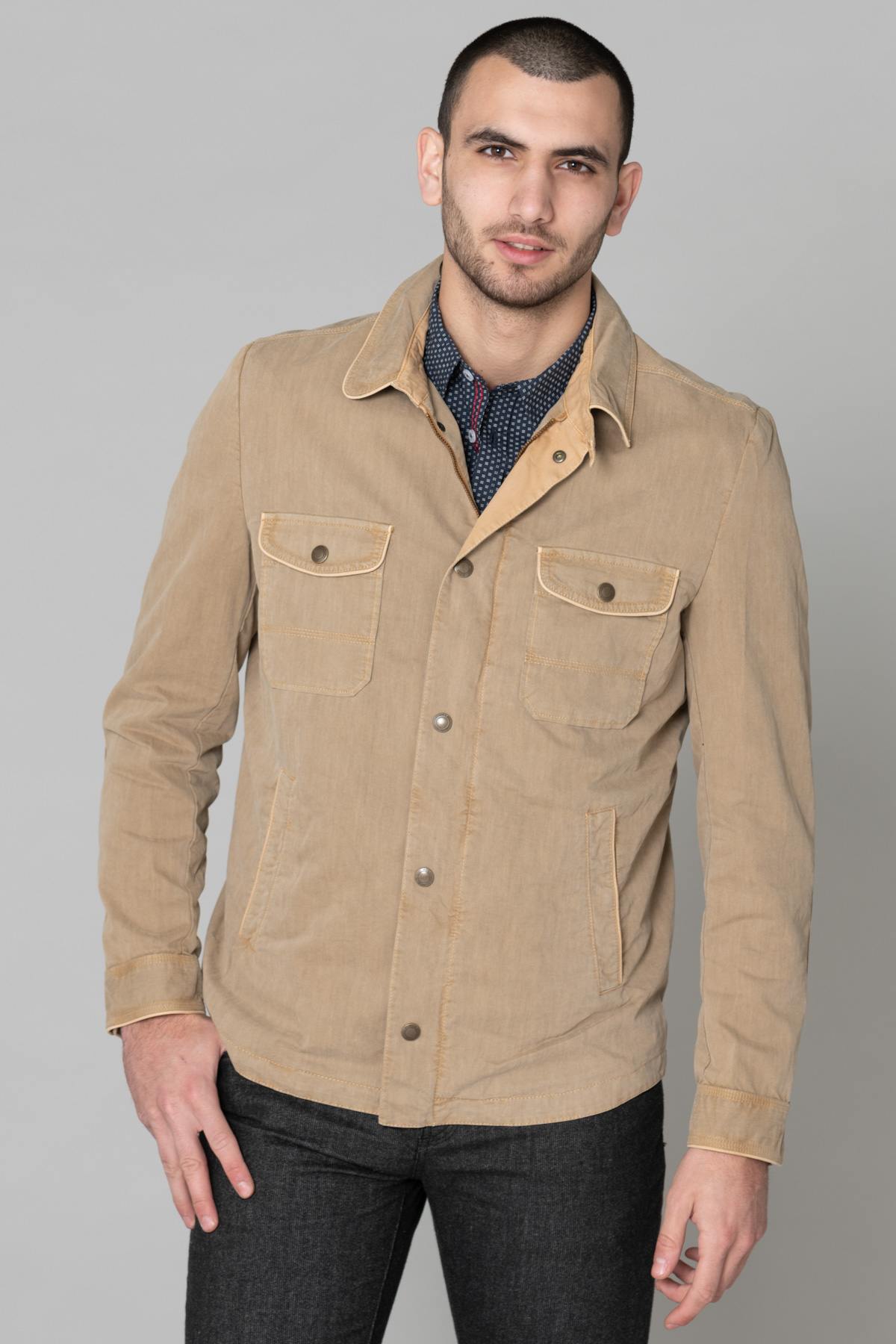 Men's beige cotton jacket - Image n°1