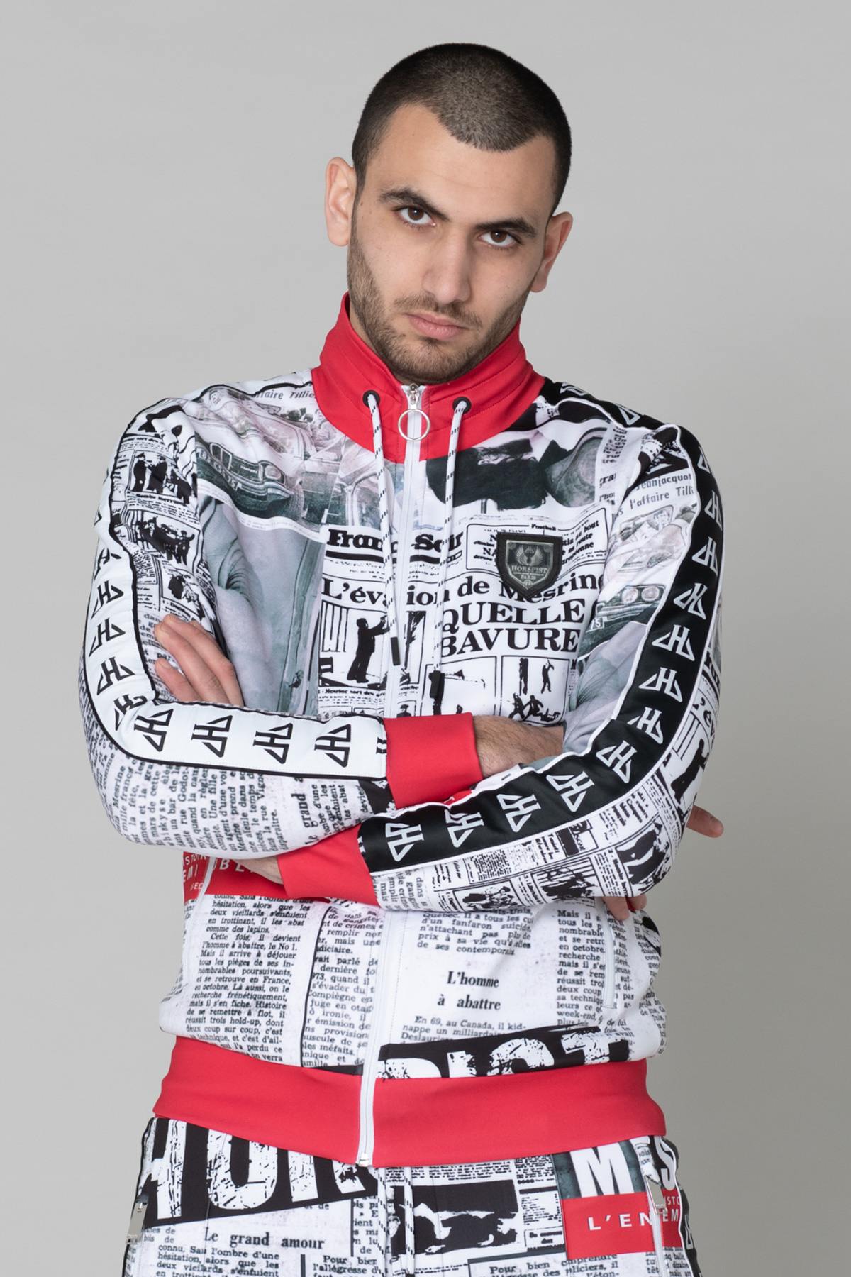 Mesrine newspaper pattern track jacket - Image n°1