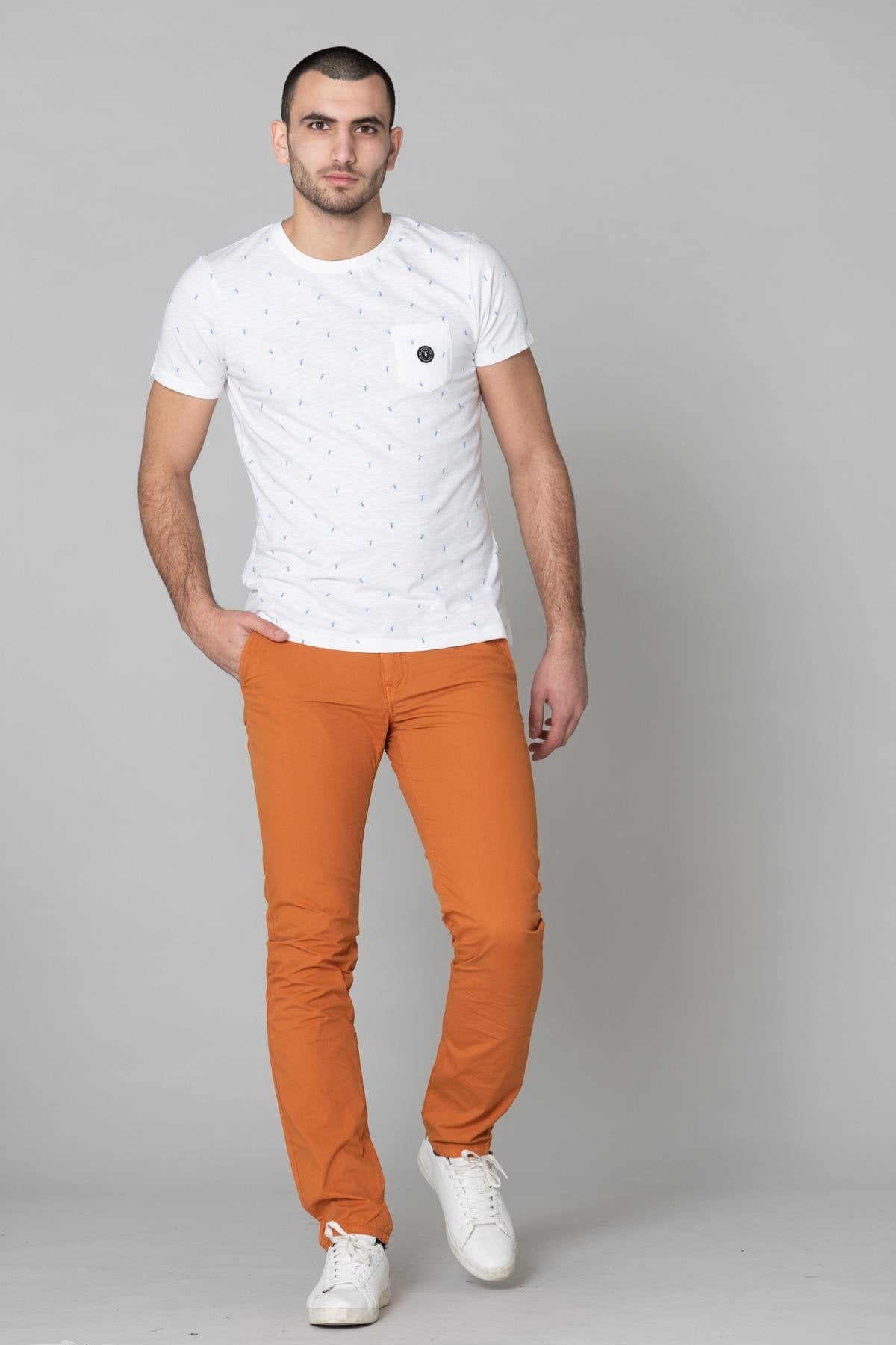 Men's rust orange chinos - Image n°3