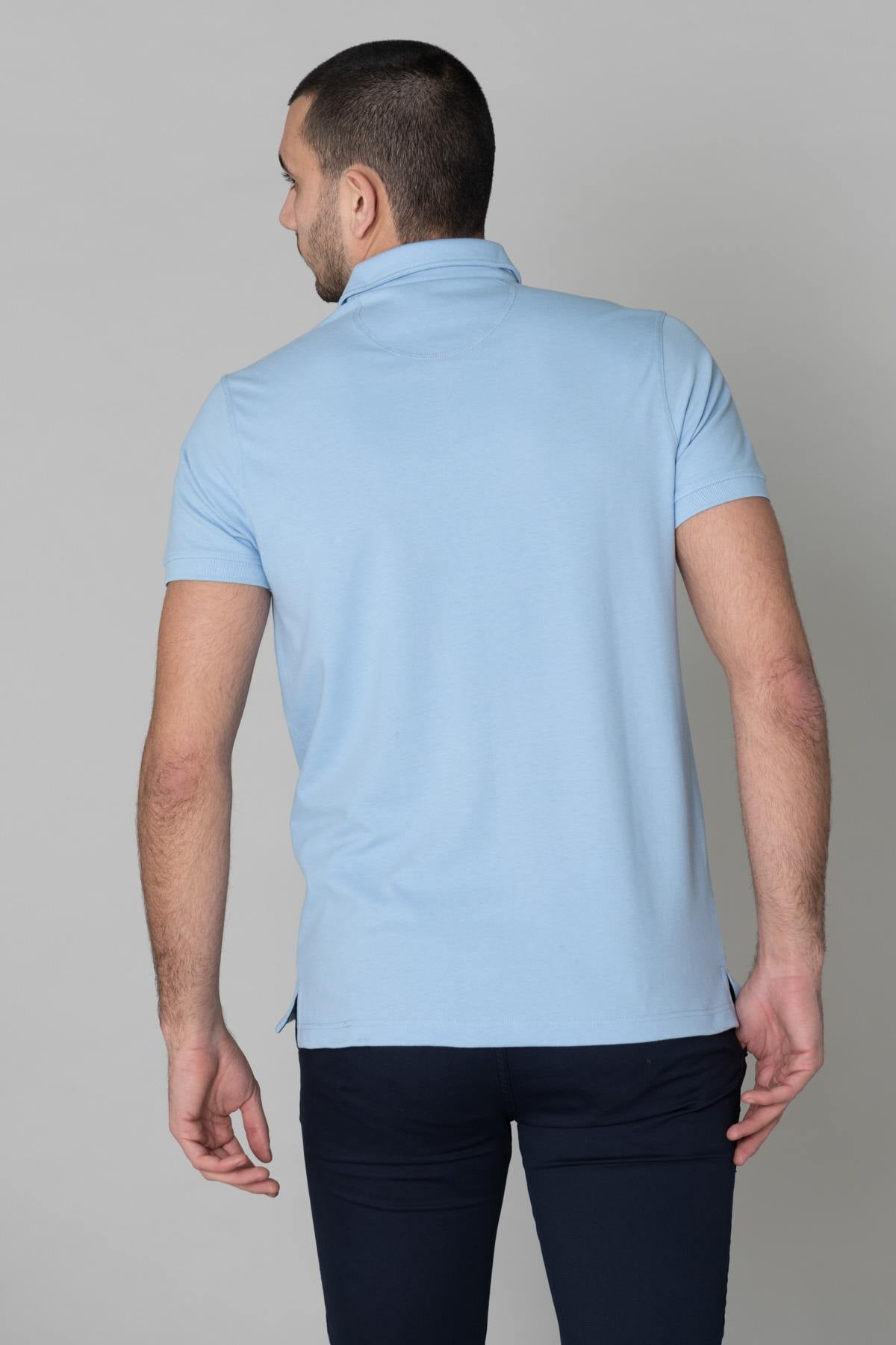 Sky blue polo shirt for men - Image n°4