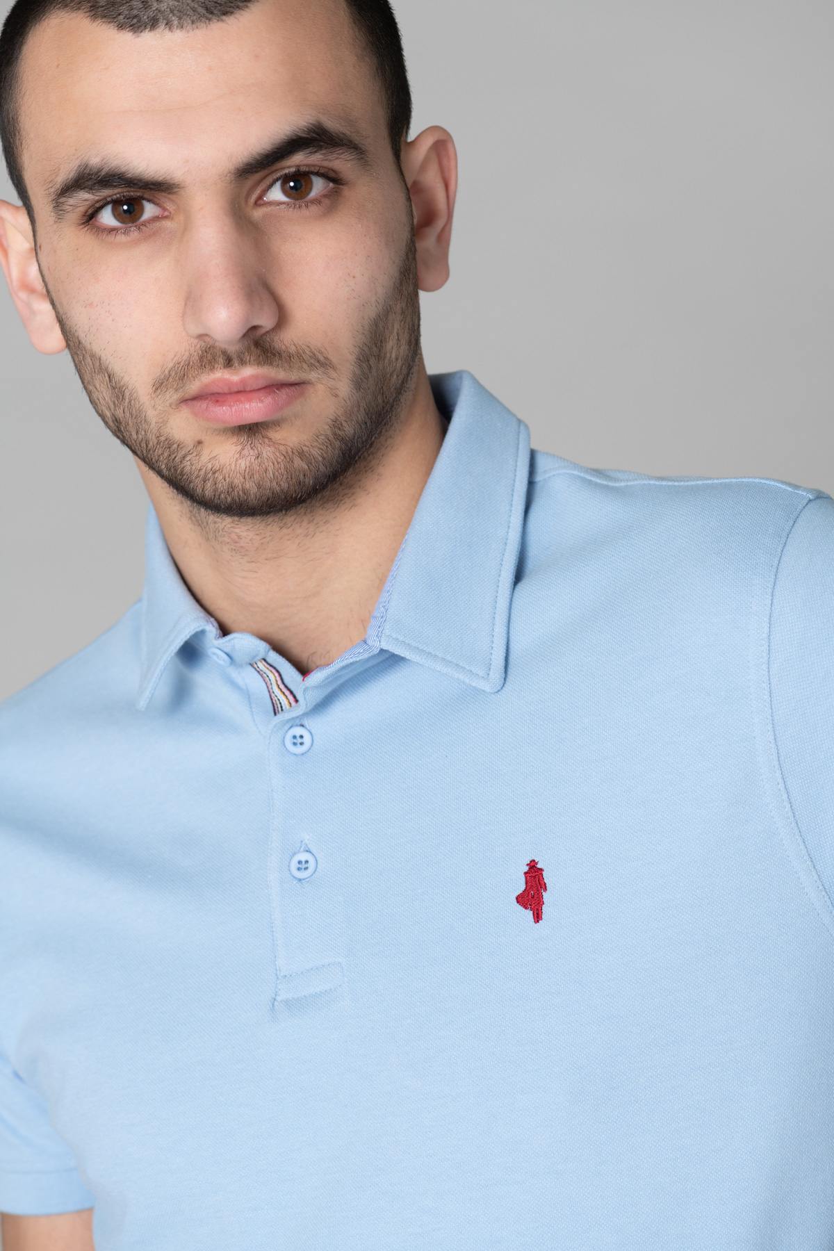 Sky blue polo shirt for men - Image n°2