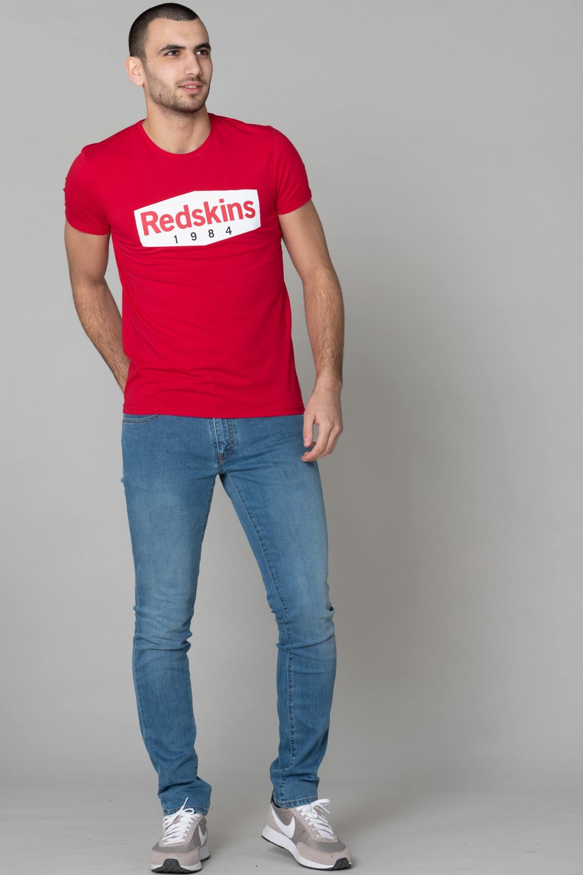 Men's red T-shirt with white logo - Image n°2