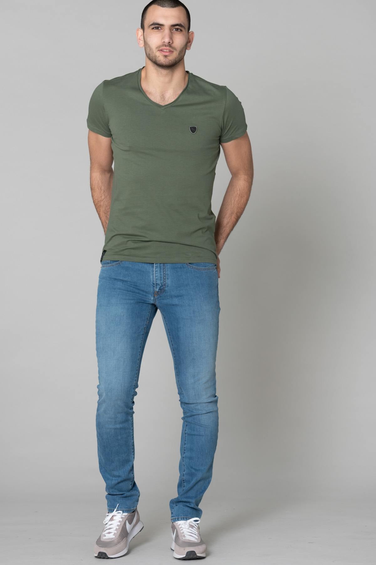 Khaki color t-shirt for men - Image n°2