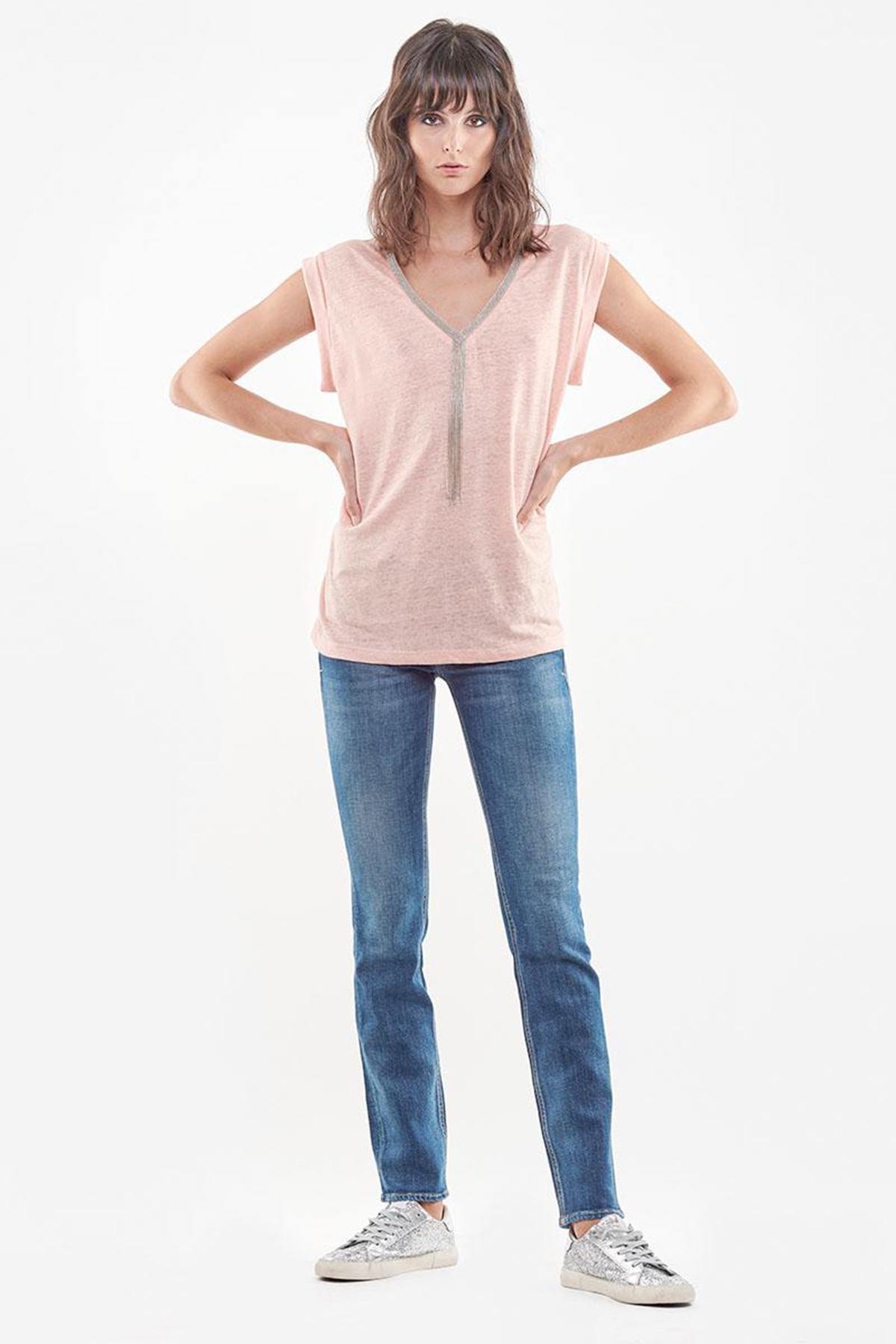 Light peach linen T-shirt - Image n°3