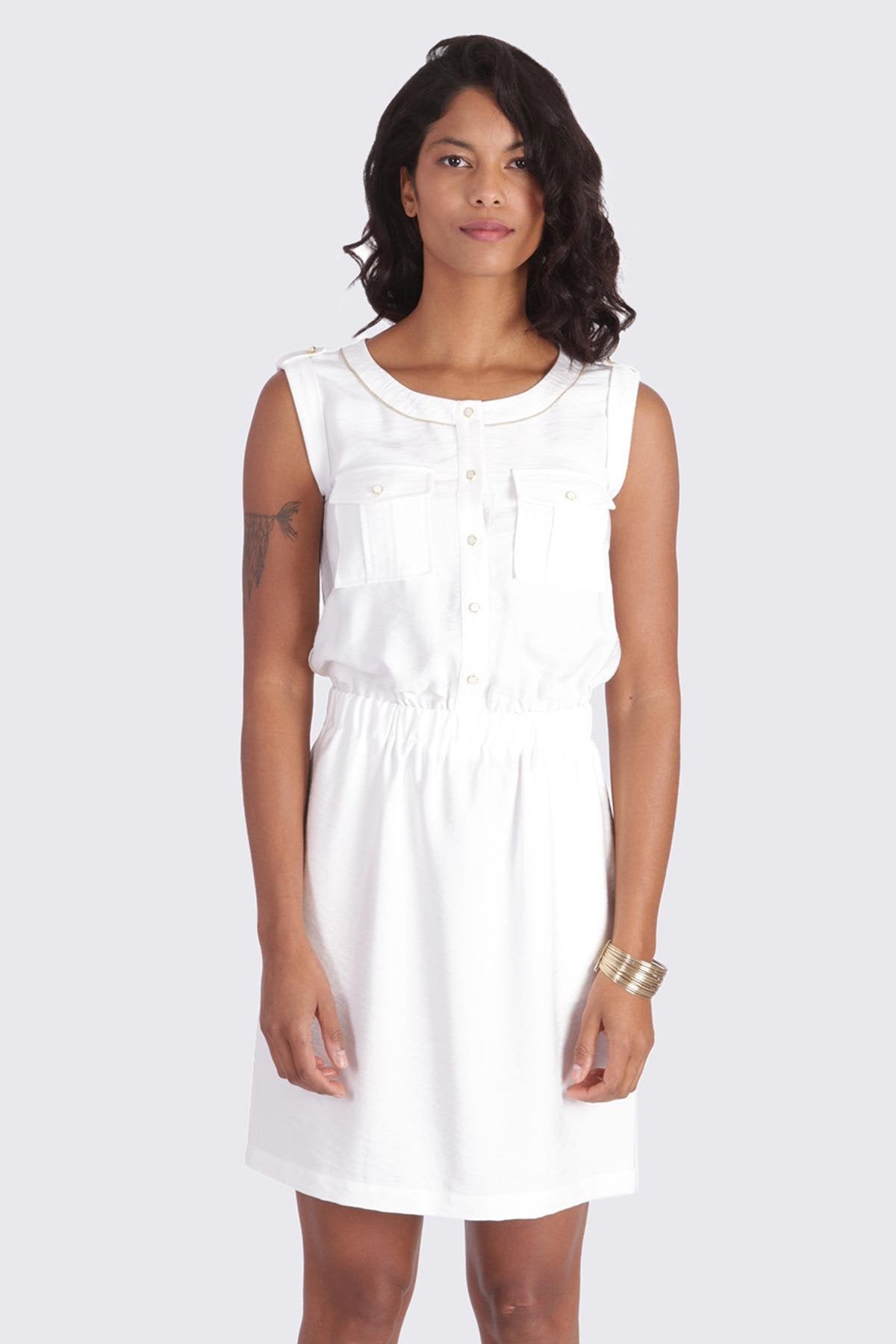 Sleeveless white dress - Image n°2