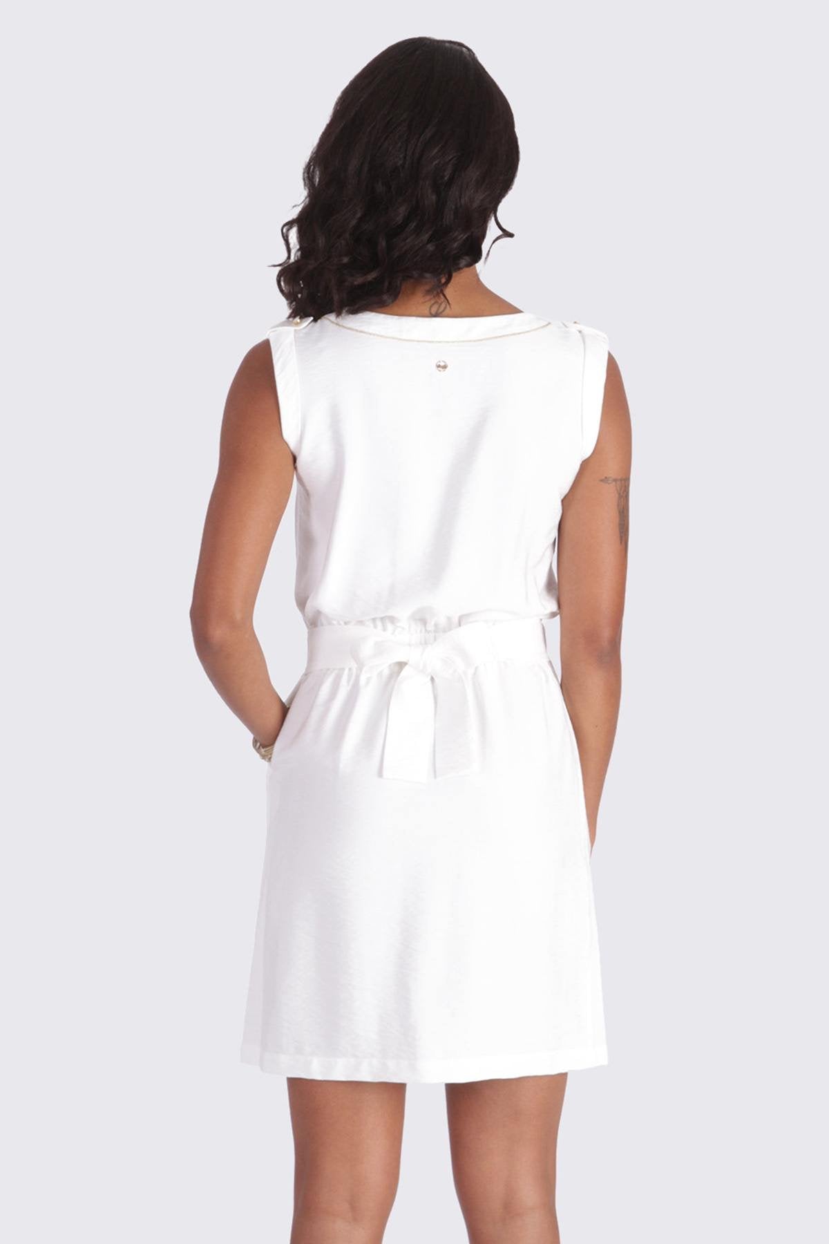 Sleeveless white dress - Image n°3