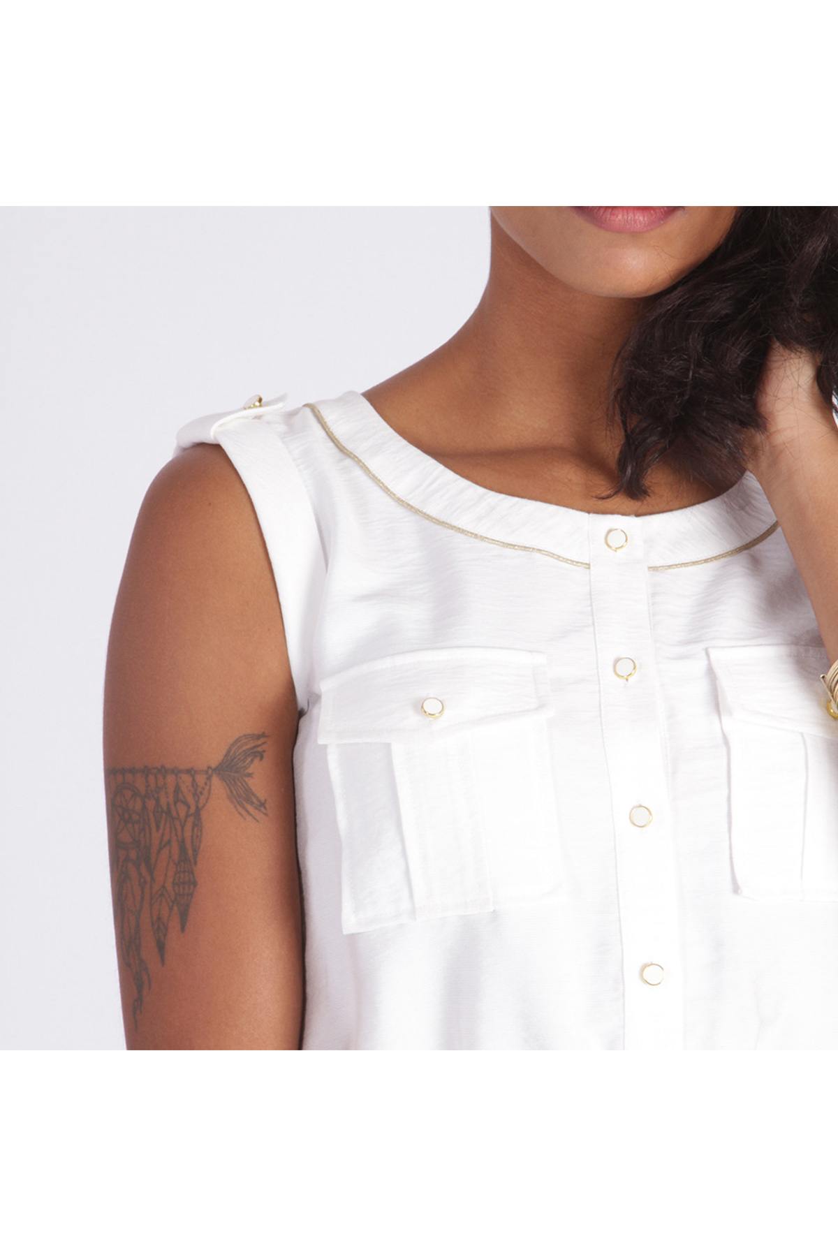 Sleeveless white dress - Image n°8