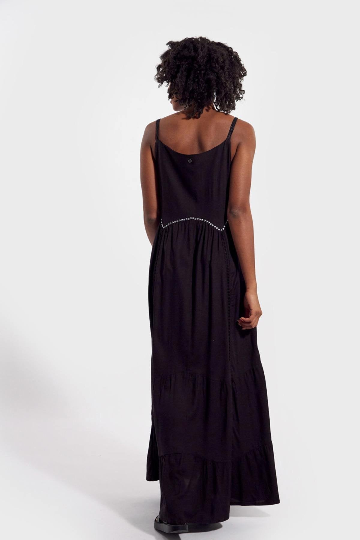 Long black dress with straps - Image n°3