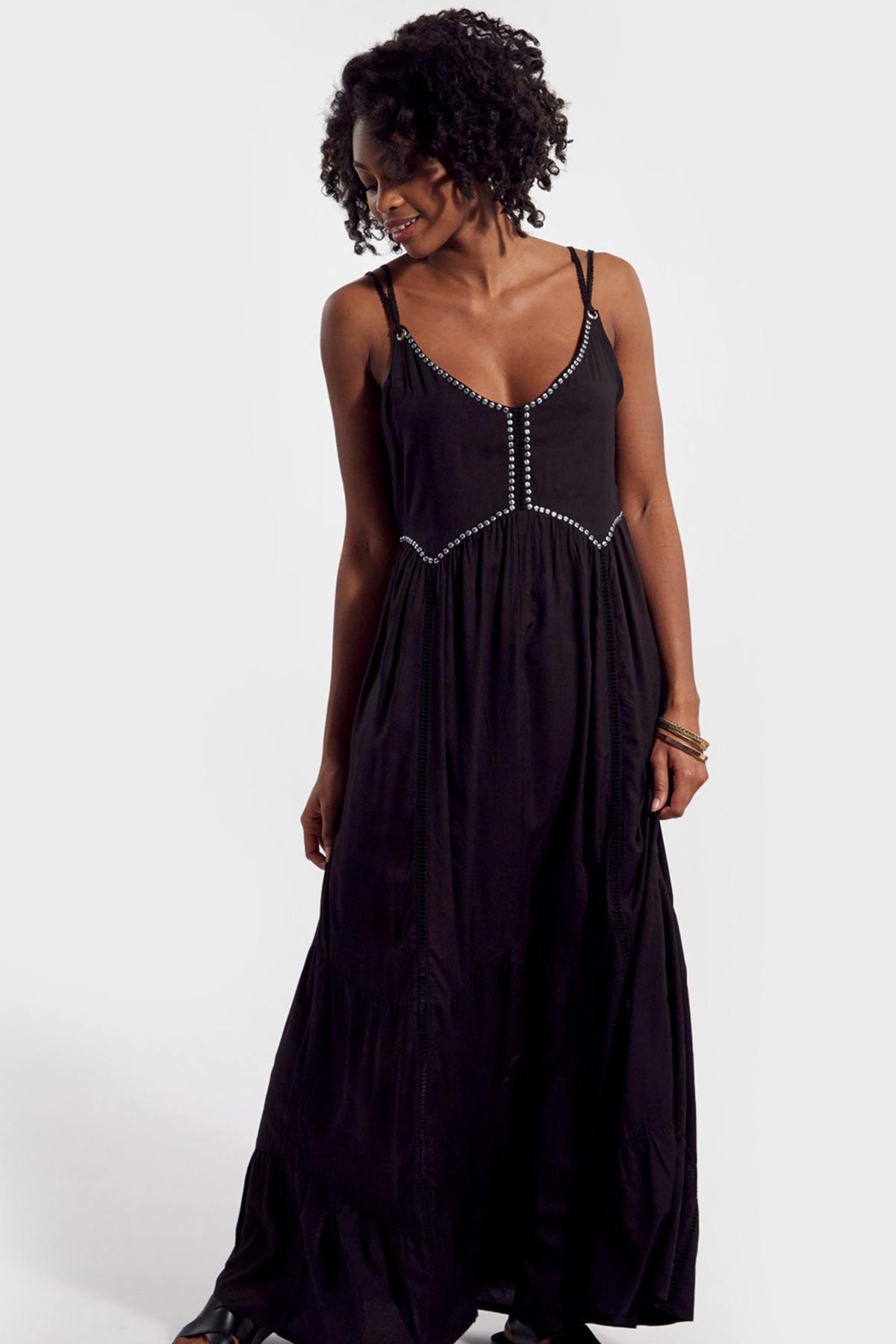 Long black dress with straps - Image n°4