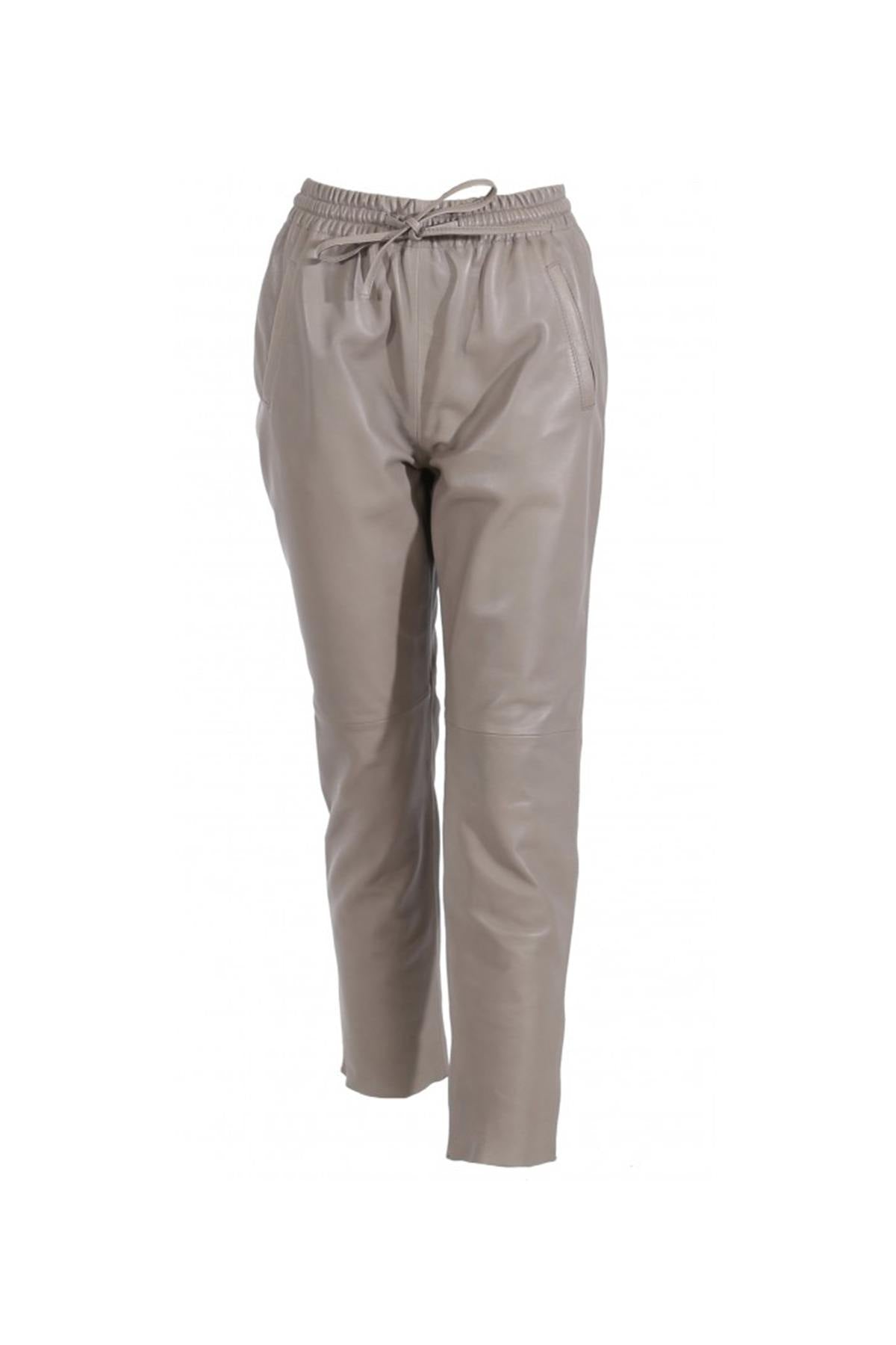 Elastic waist genuine leather pants - Image n°8