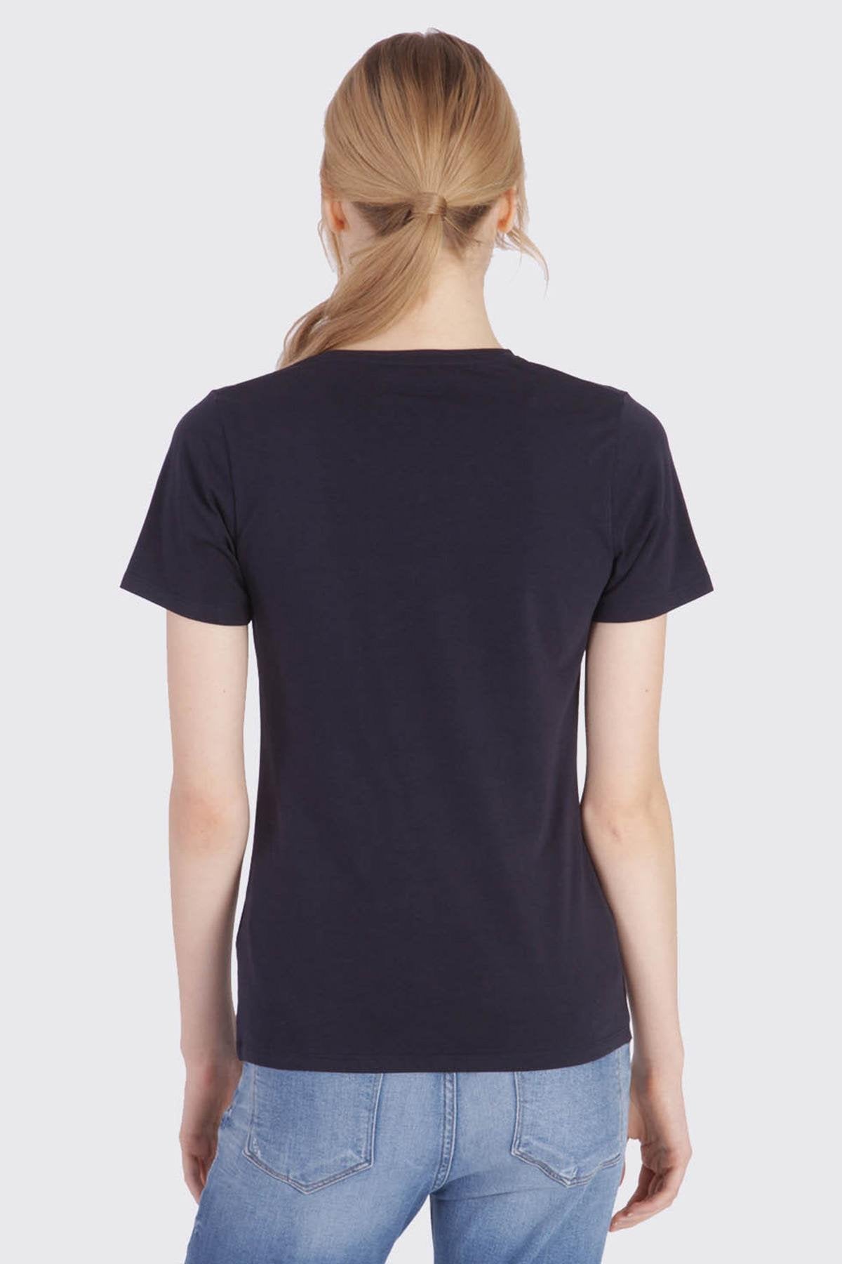 Navy blue T-shirt with pearl logo - Image n°3