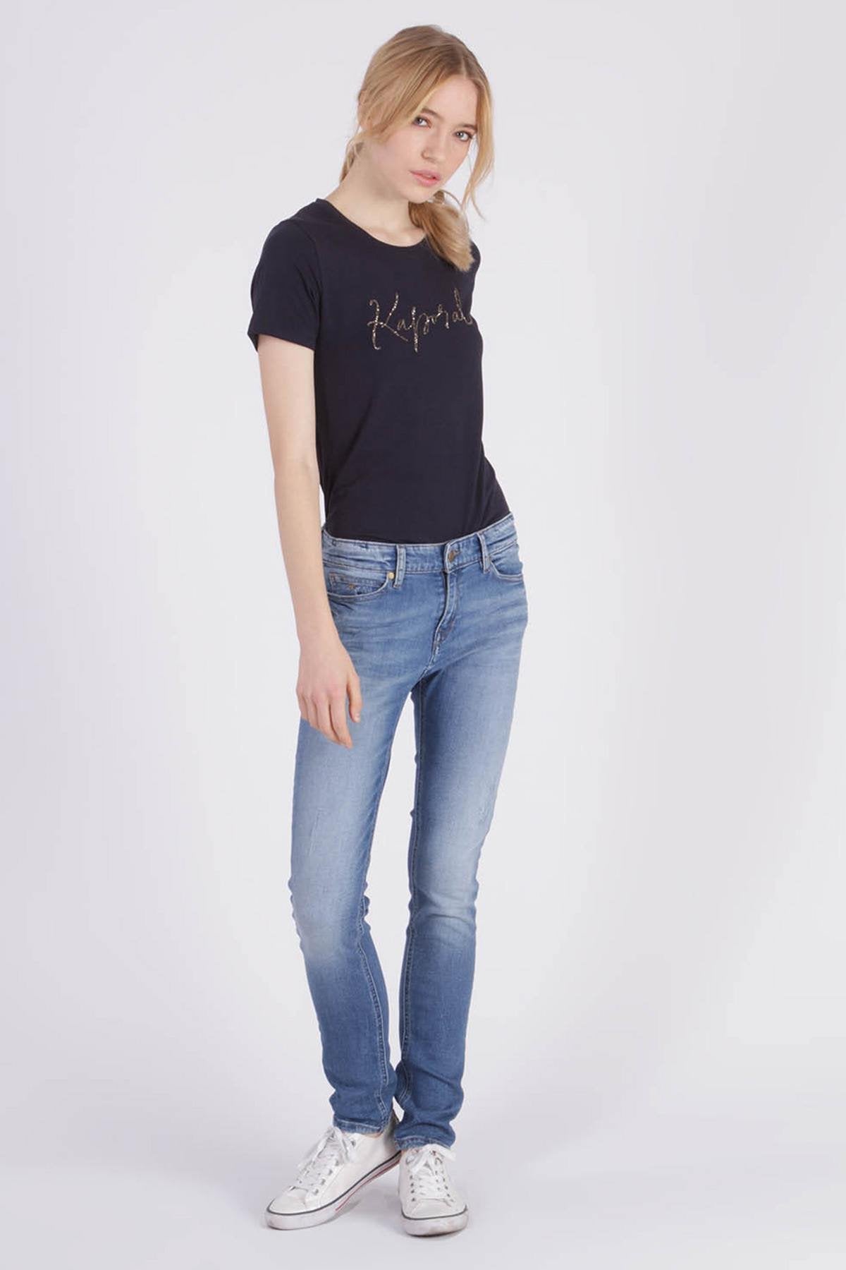 Navy blue T-shirt with pearl logo - Image n°2