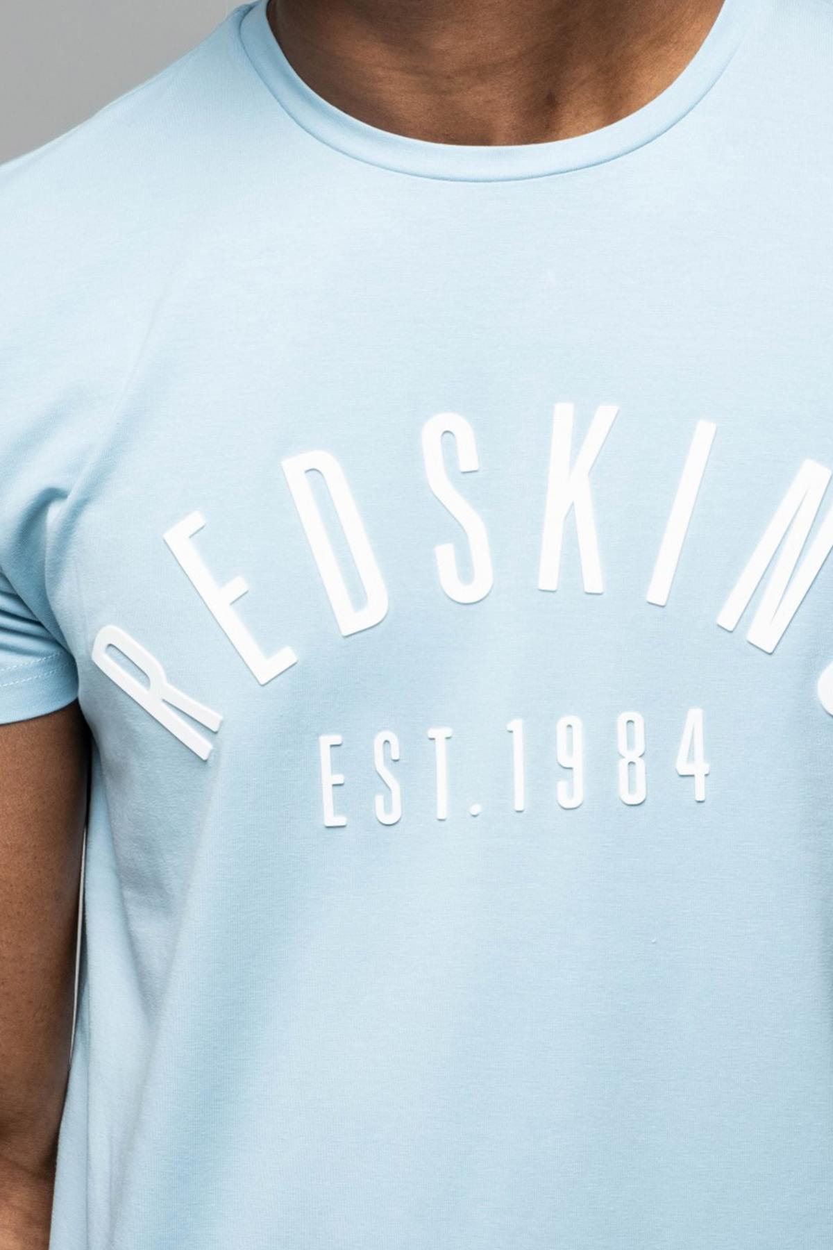 Pastel blue fitted t-shirt with logo - Image n°2