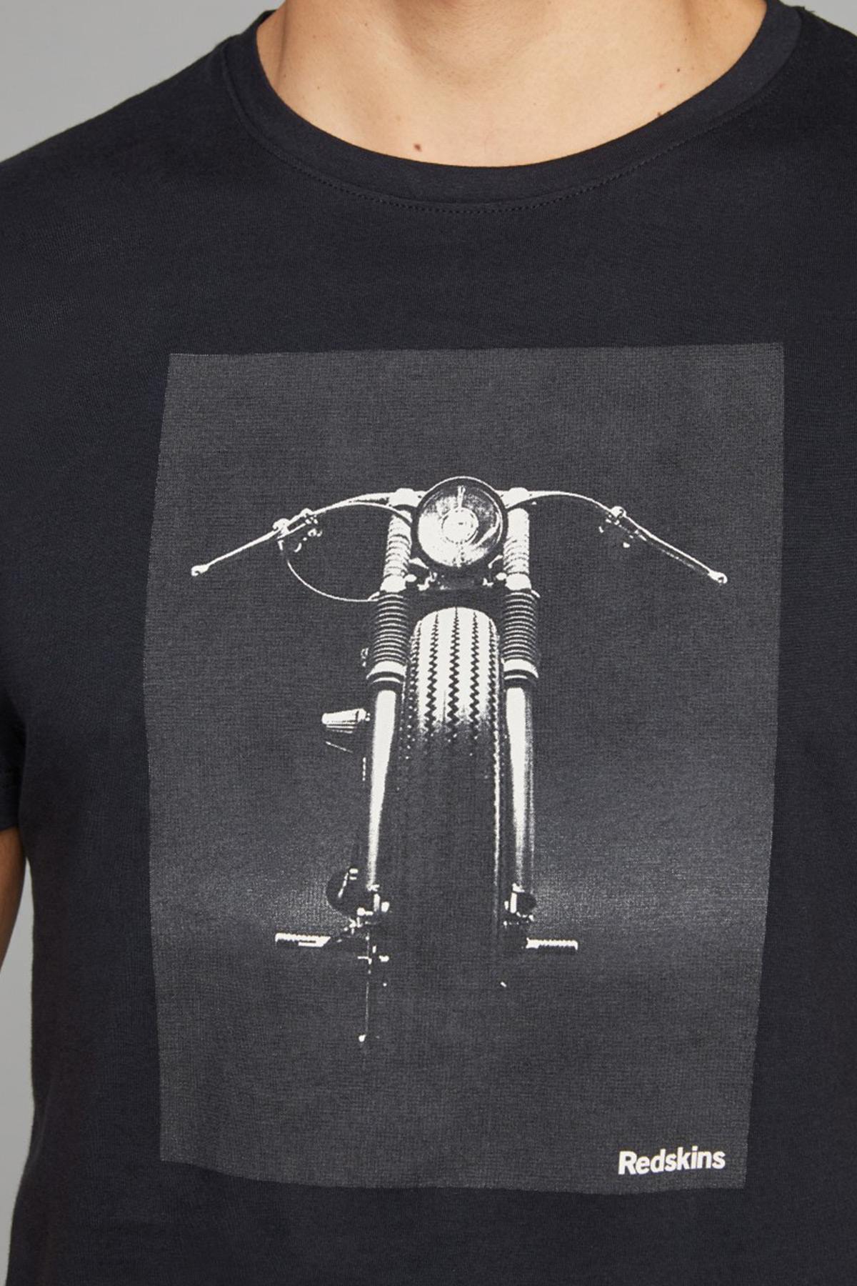 Black cotton t-shirt with motorcycle print - Image n°2