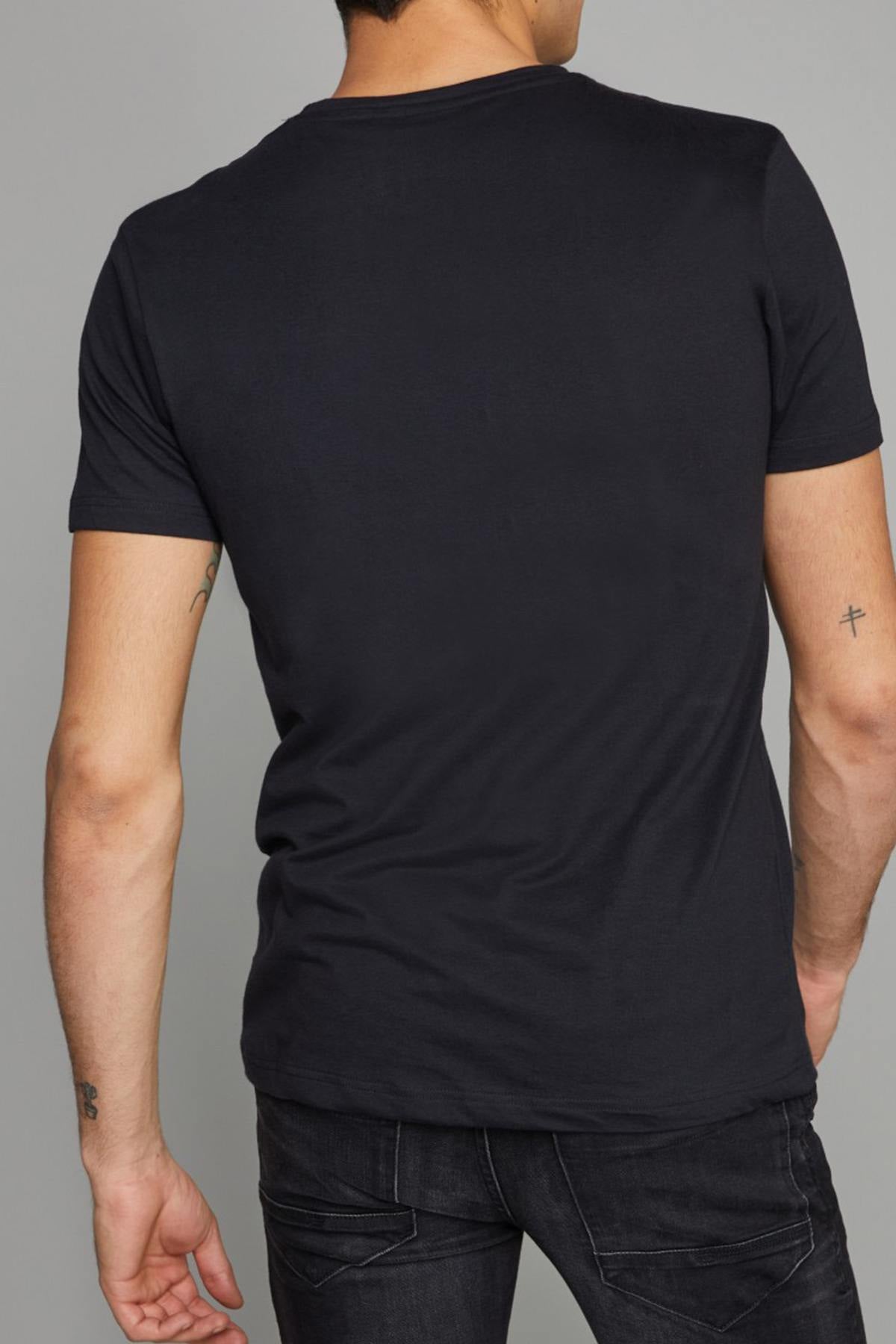 Black cotton t-shirt with motorcycle print - Image n°3