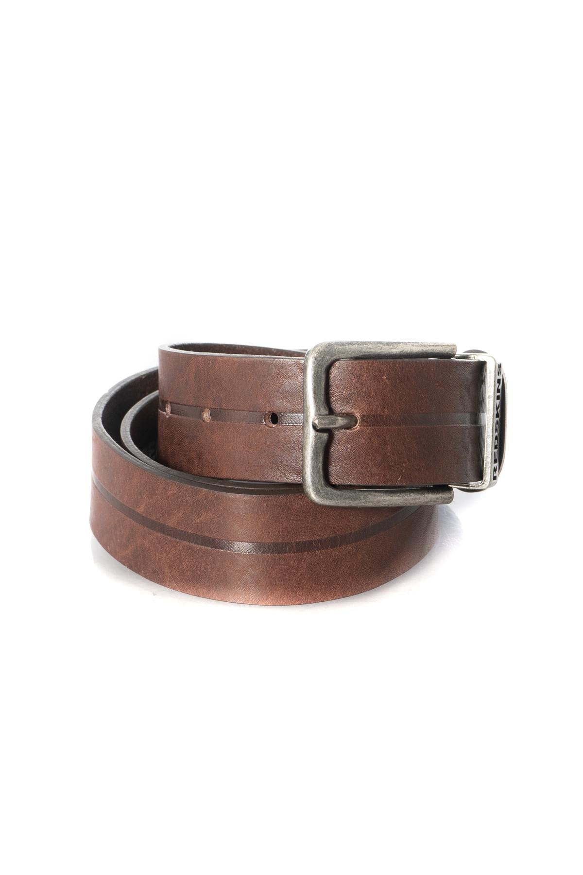 Brown cowhide leather belt - Image n°1