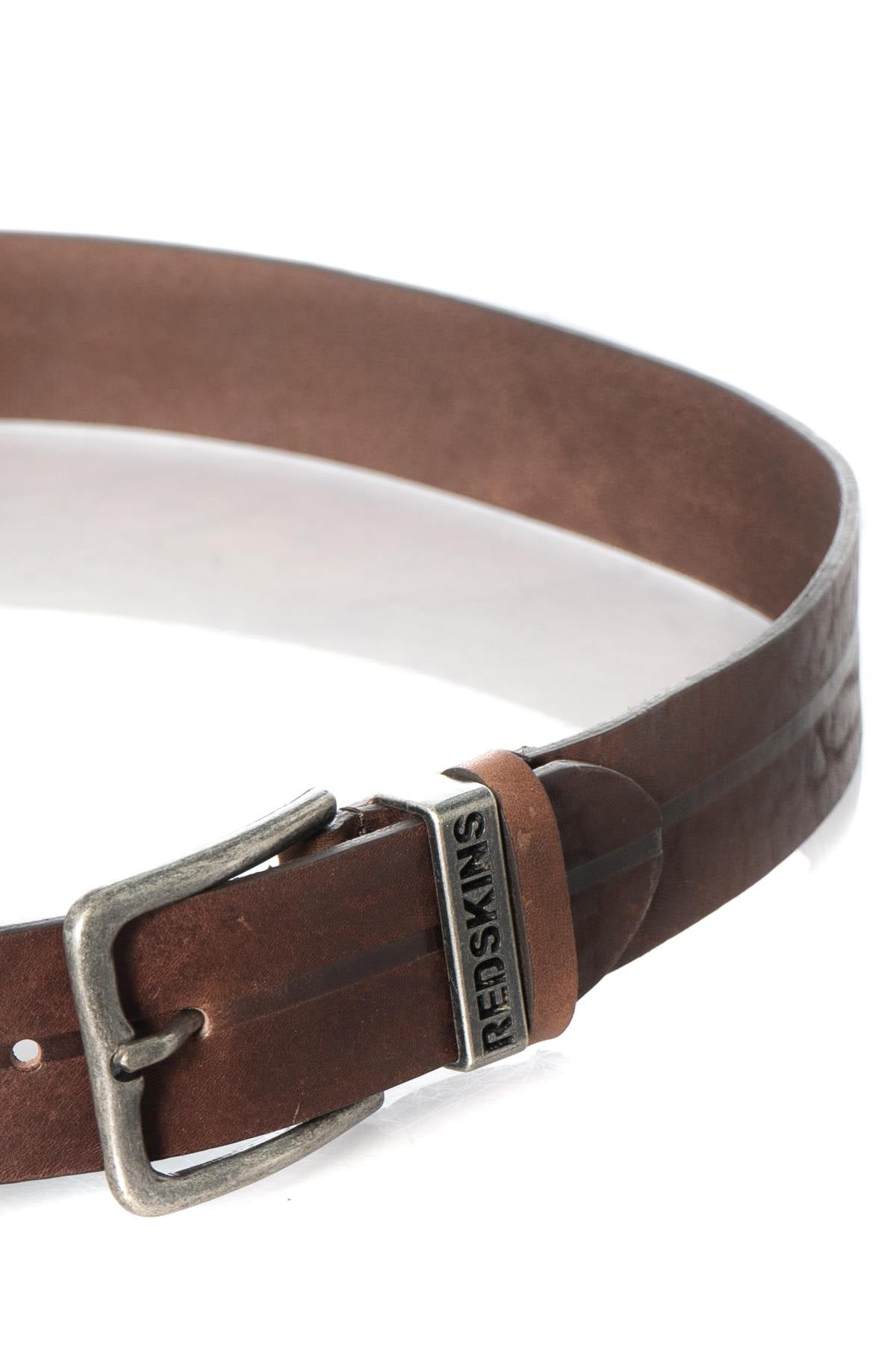 Brown cowhide leather belt - Image n°2