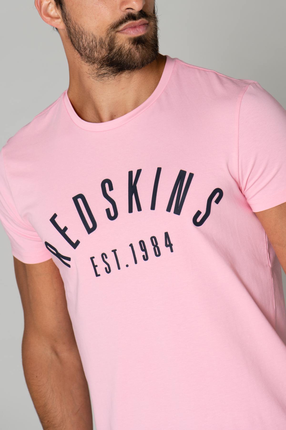 Men's pink T-shirt with logo - Image n°4