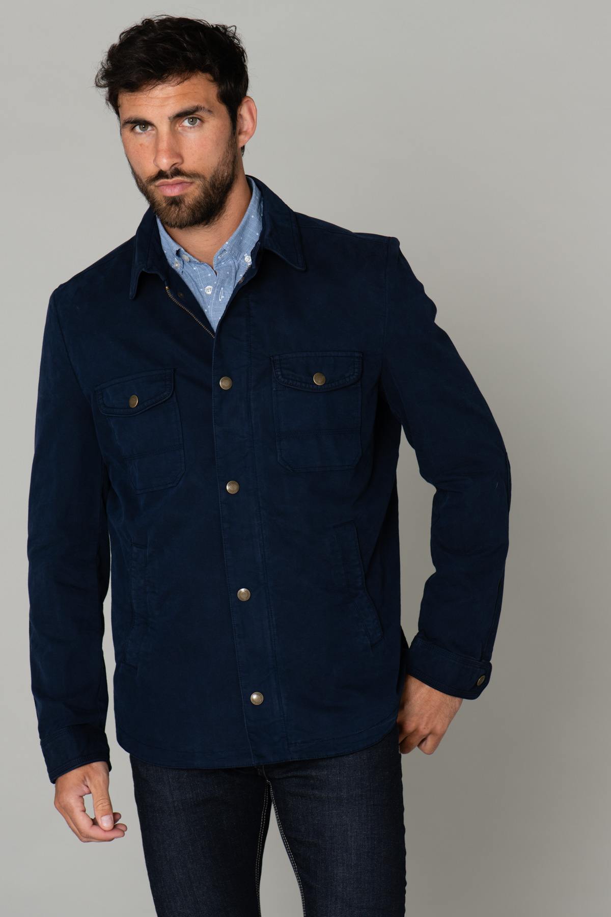 Navy blue overshirt jacket - Image n°3