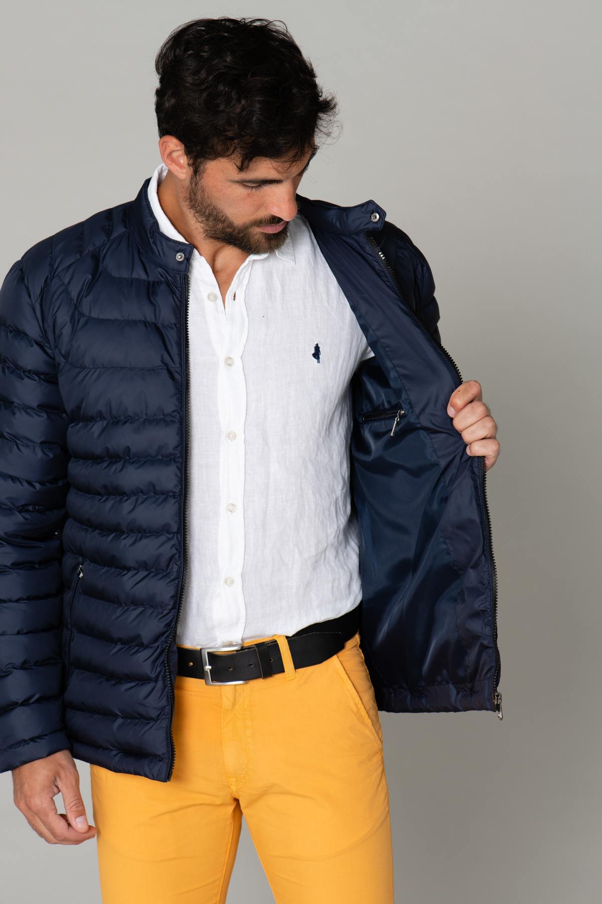 Fine navy blue down jacket - Image n°4