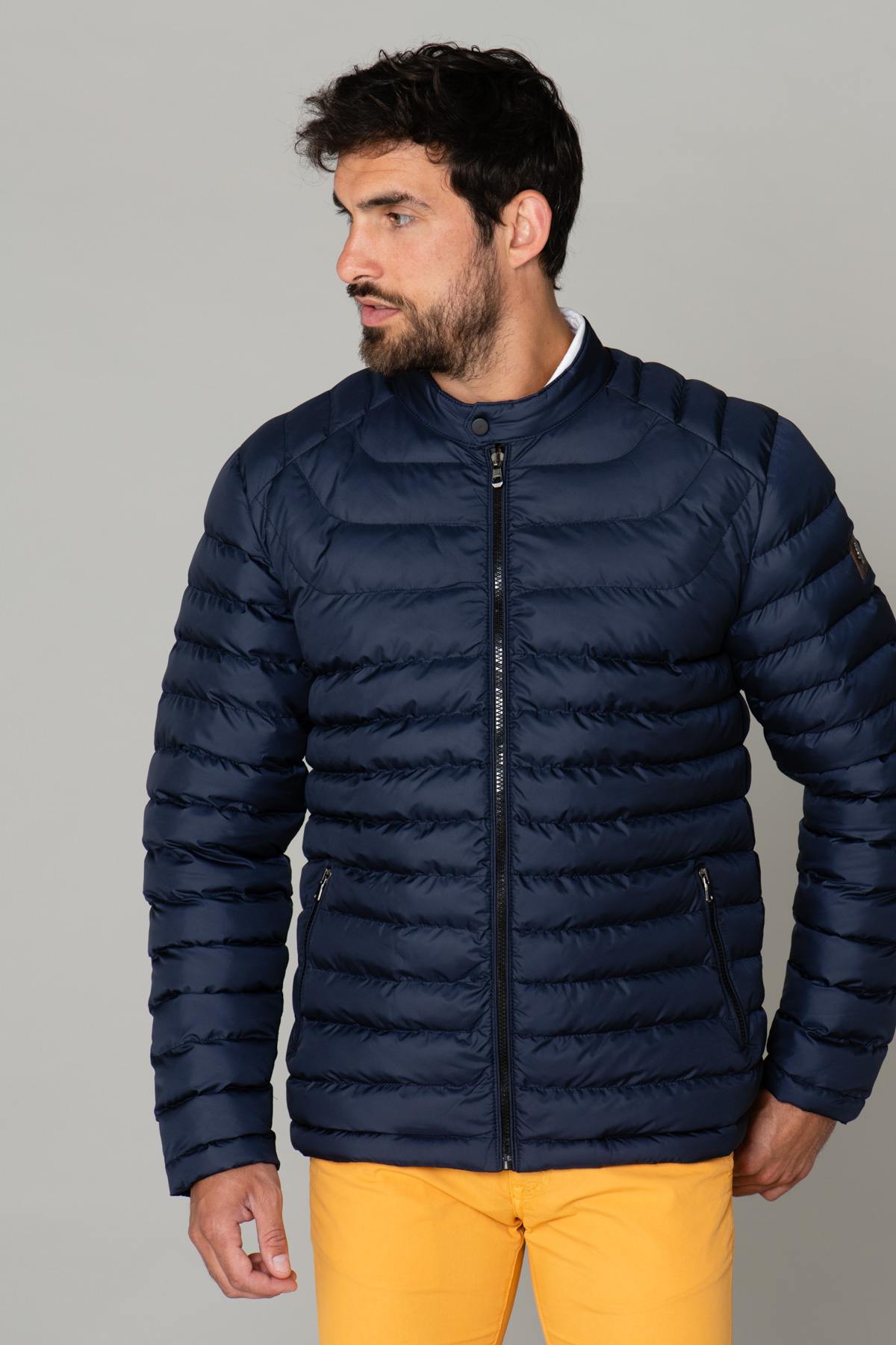 Fine navy blue down jacket - Image n°3