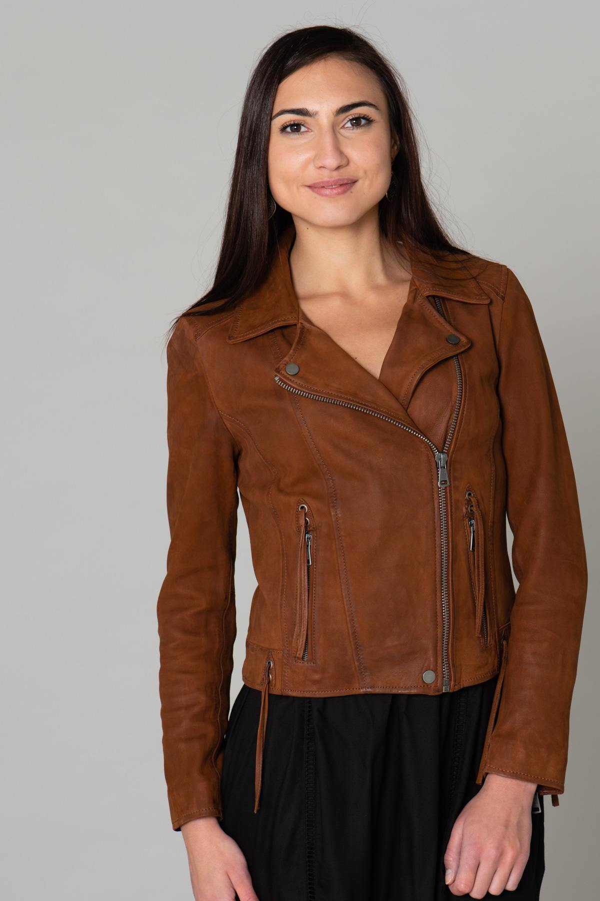 Brown suede leather Biker Jacket - Image n°1