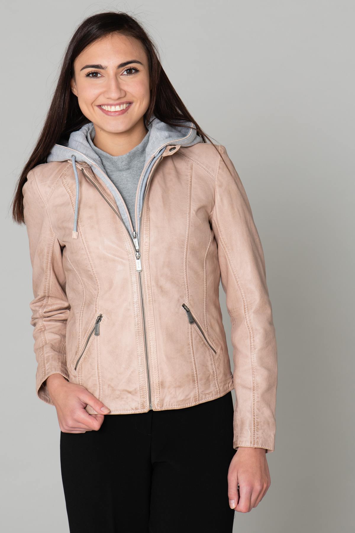 Pink jacket with removable hood - Image n°1