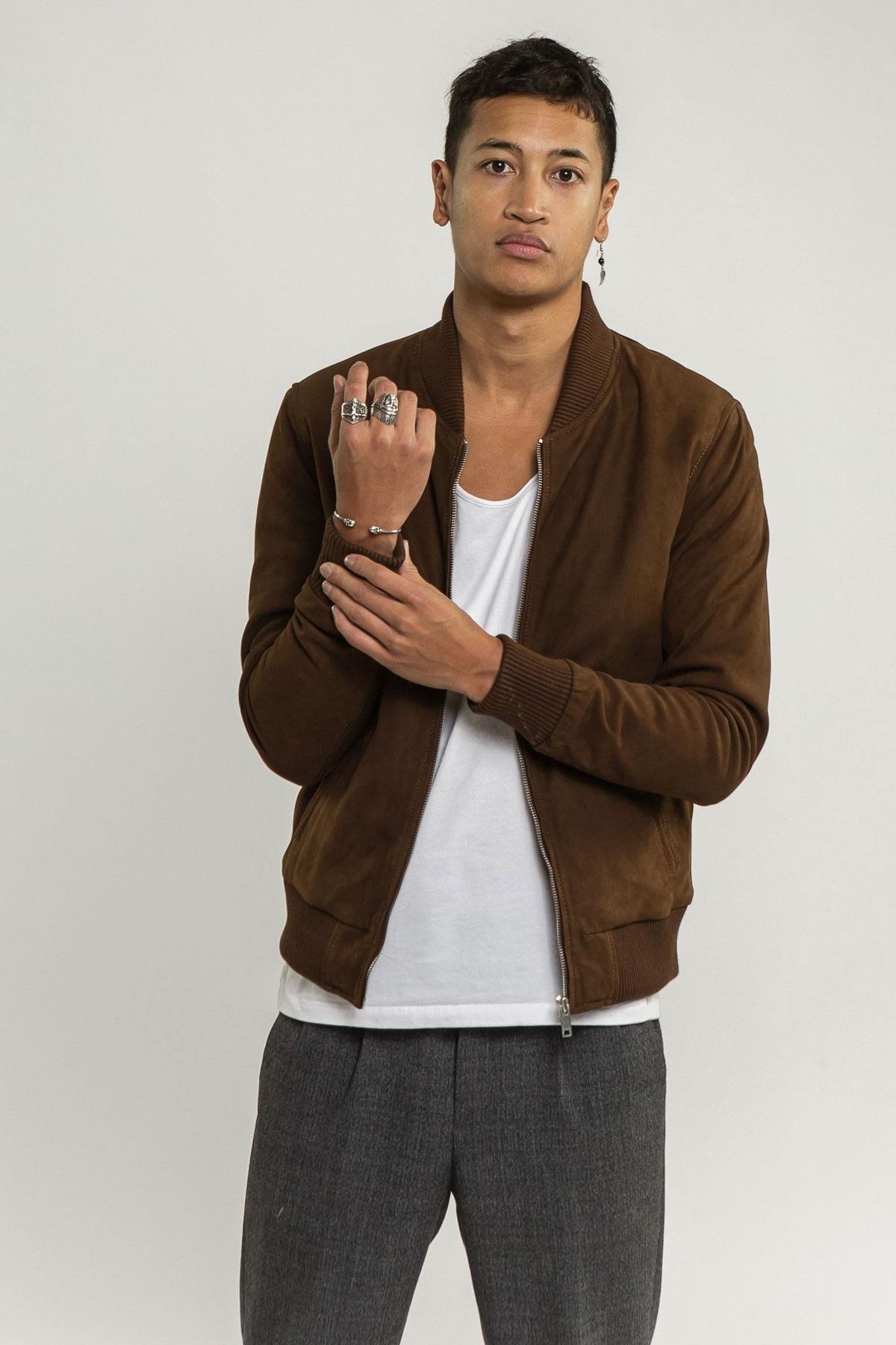 Tobacco color suede teddy - Image n°9