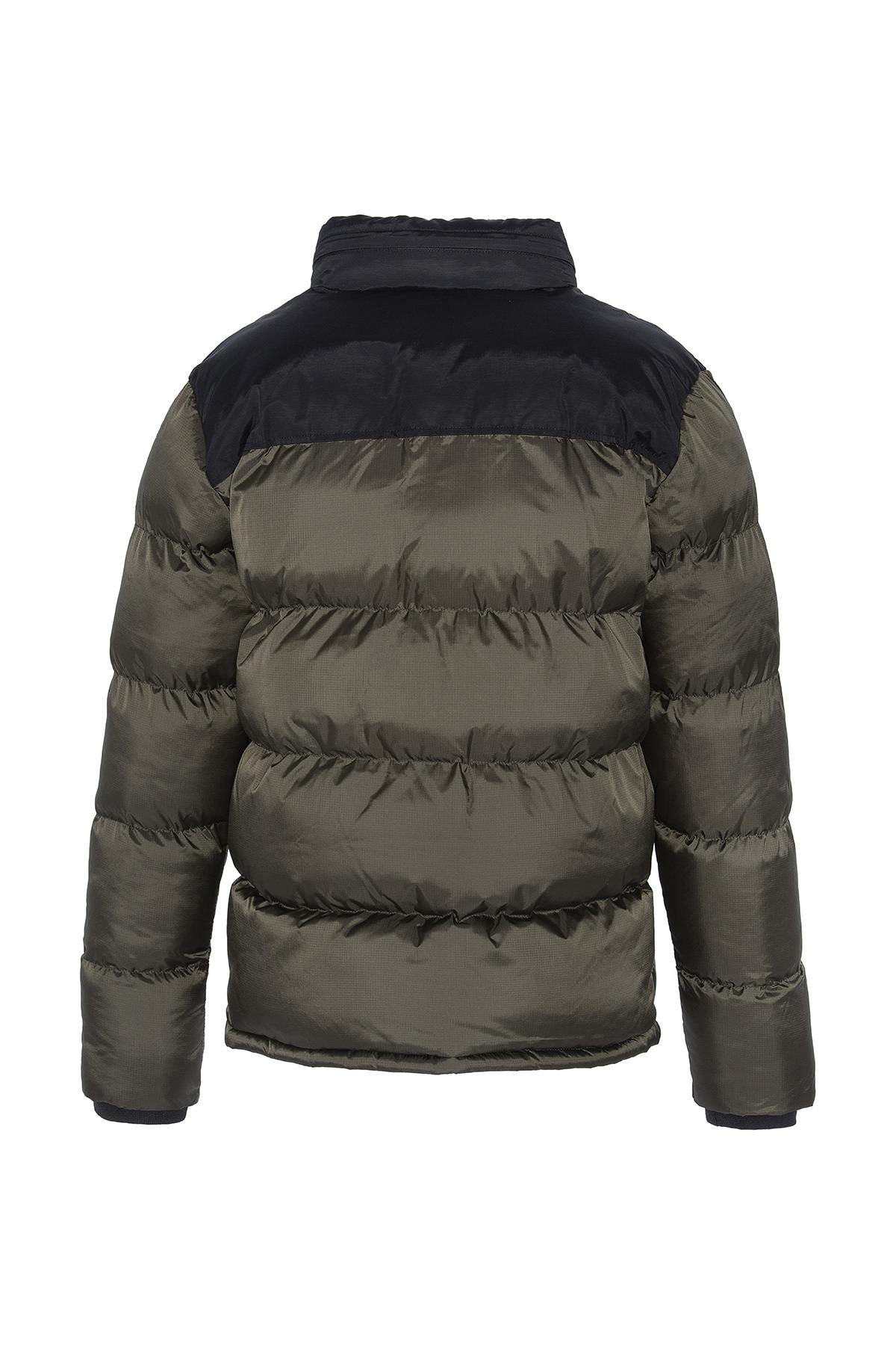 Khaki and black nylon down jacket - Image n°5