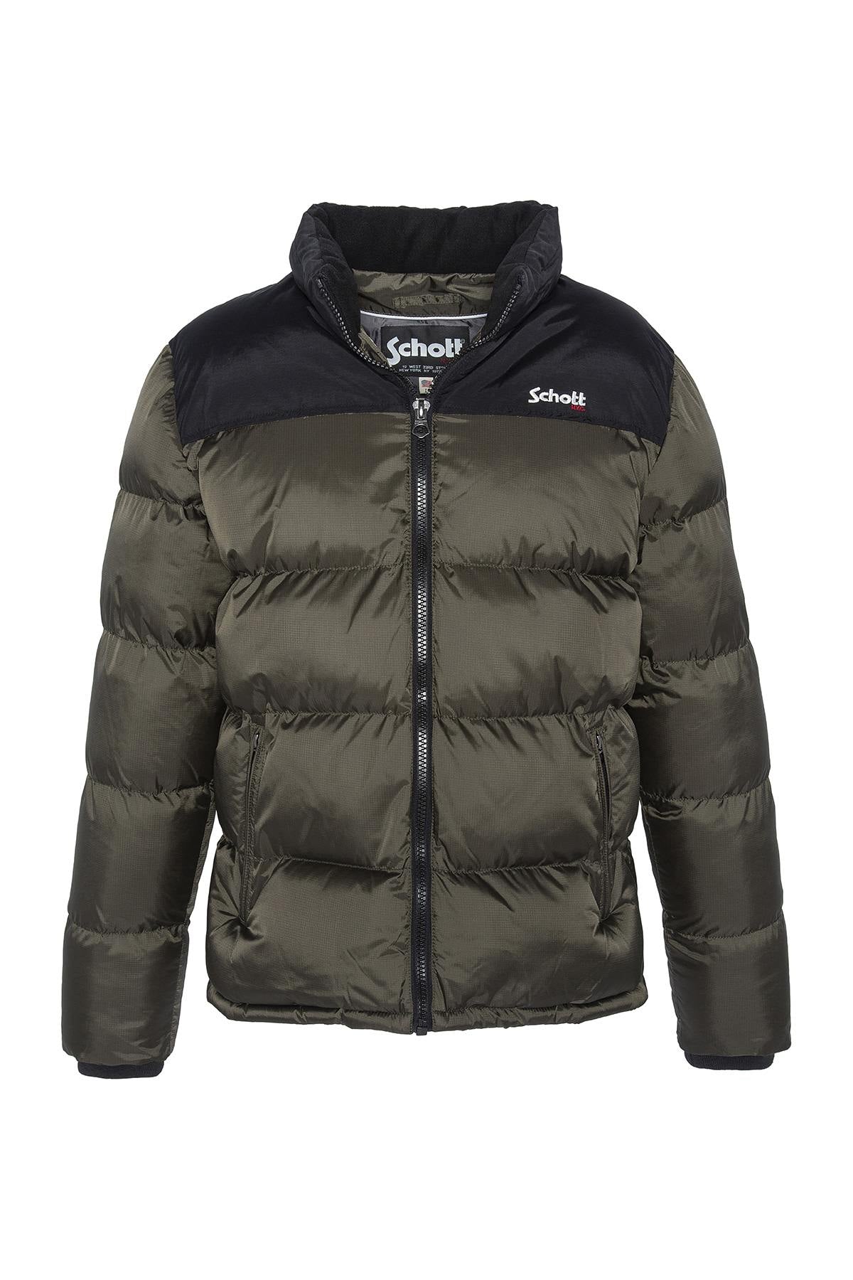 Khaki and black nylon down jacket - Image n°4