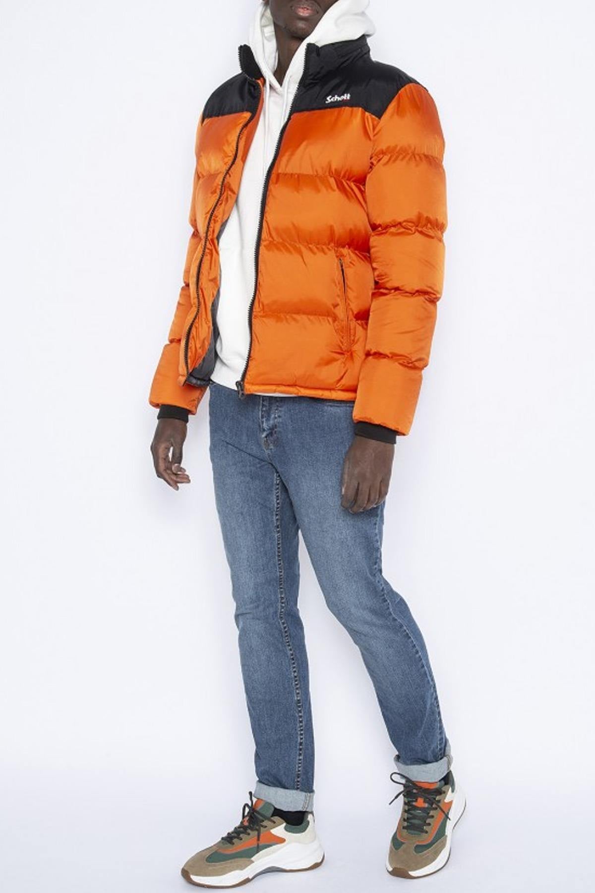 Men's orange and black down jacket - Image n°5