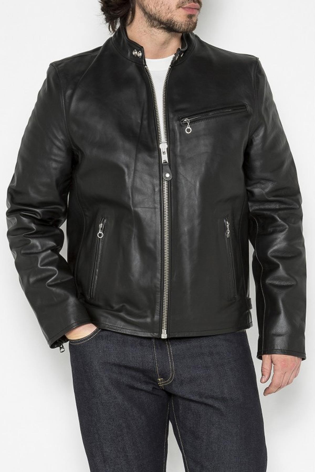 Large size cowhide leather jacket - Image n°1