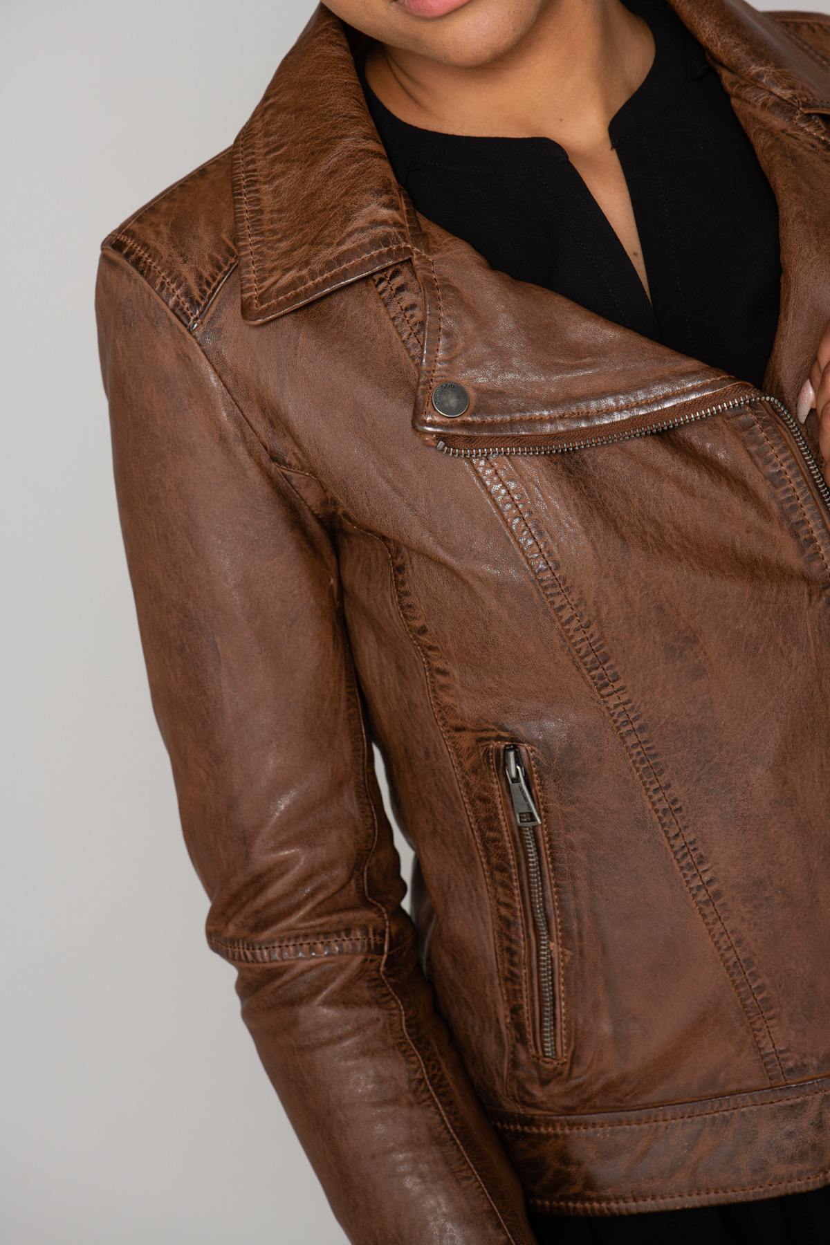 Tan sheepskin leather perfecto - Image n°4