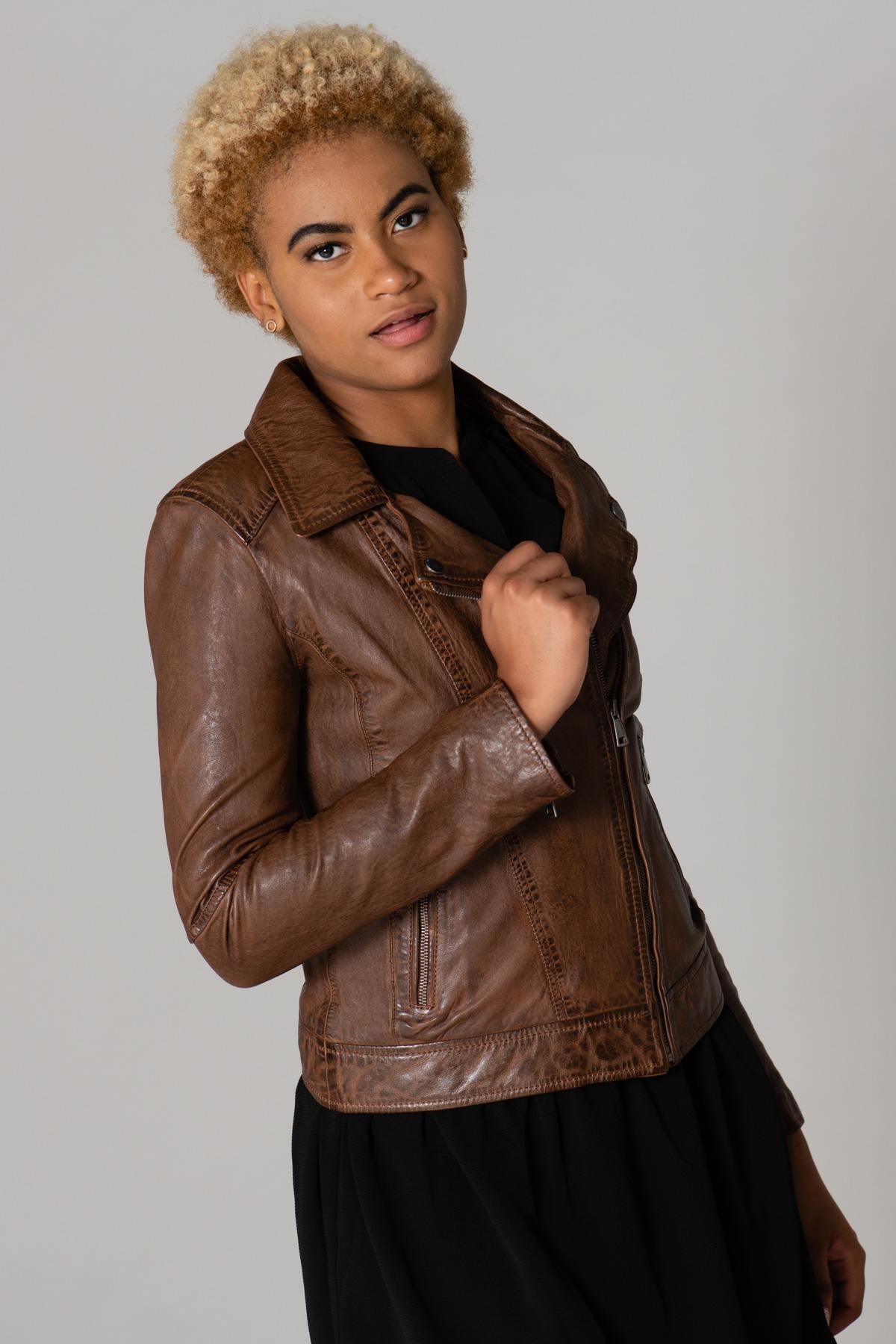 Tan sheepskin leather perfecto - Image n°8