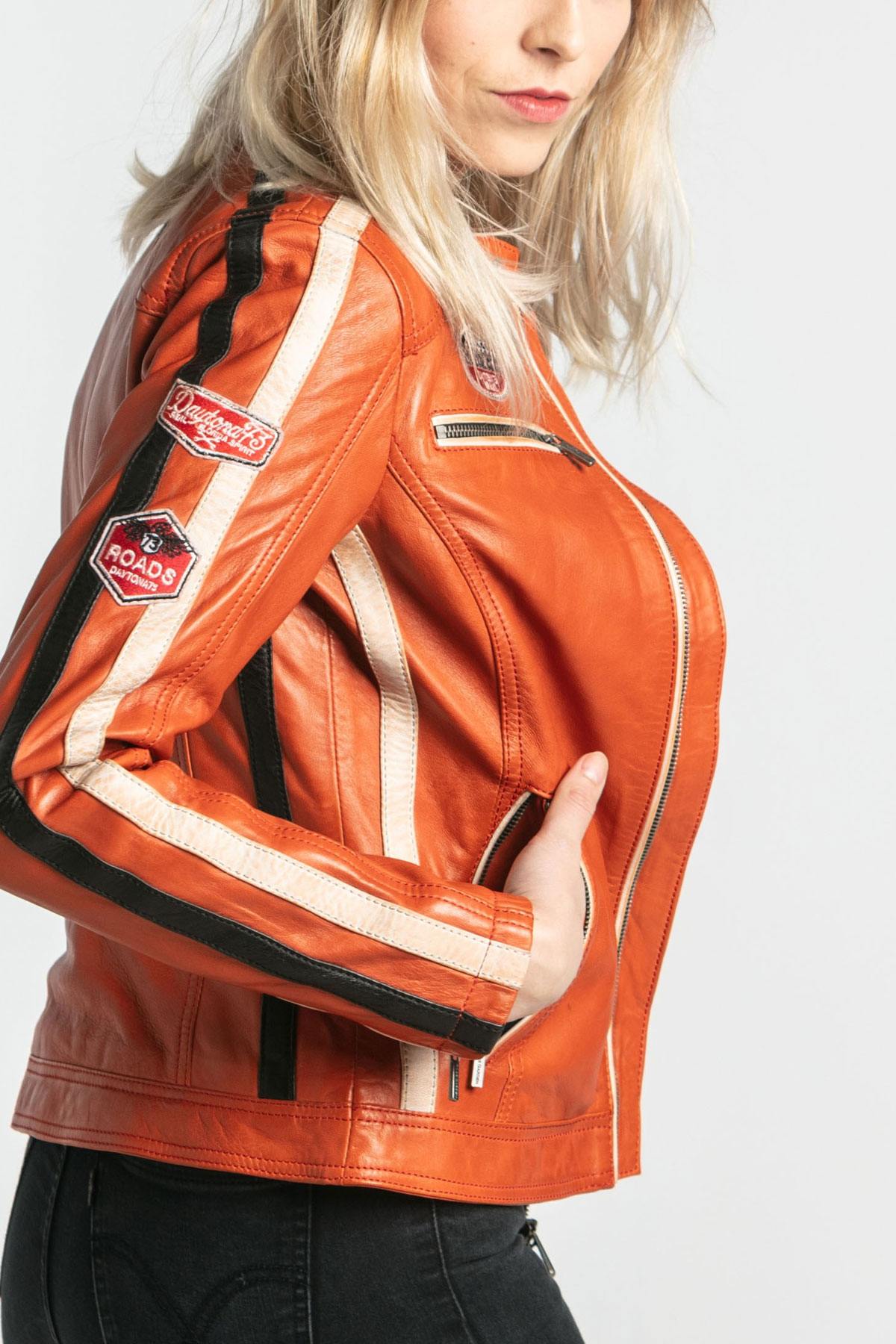 Women's orange rider jacket - Image n°4