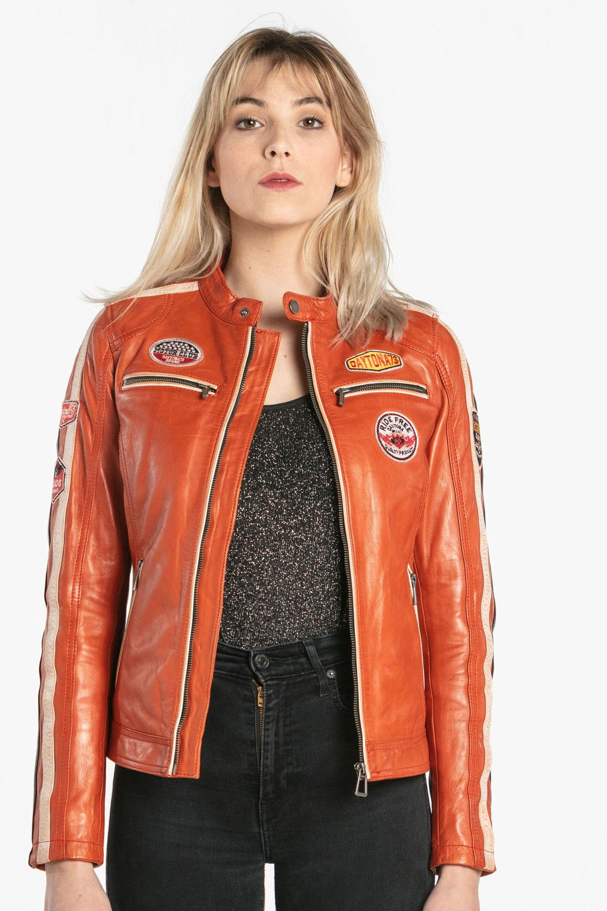 Women's orange rider jacket - Image n°6