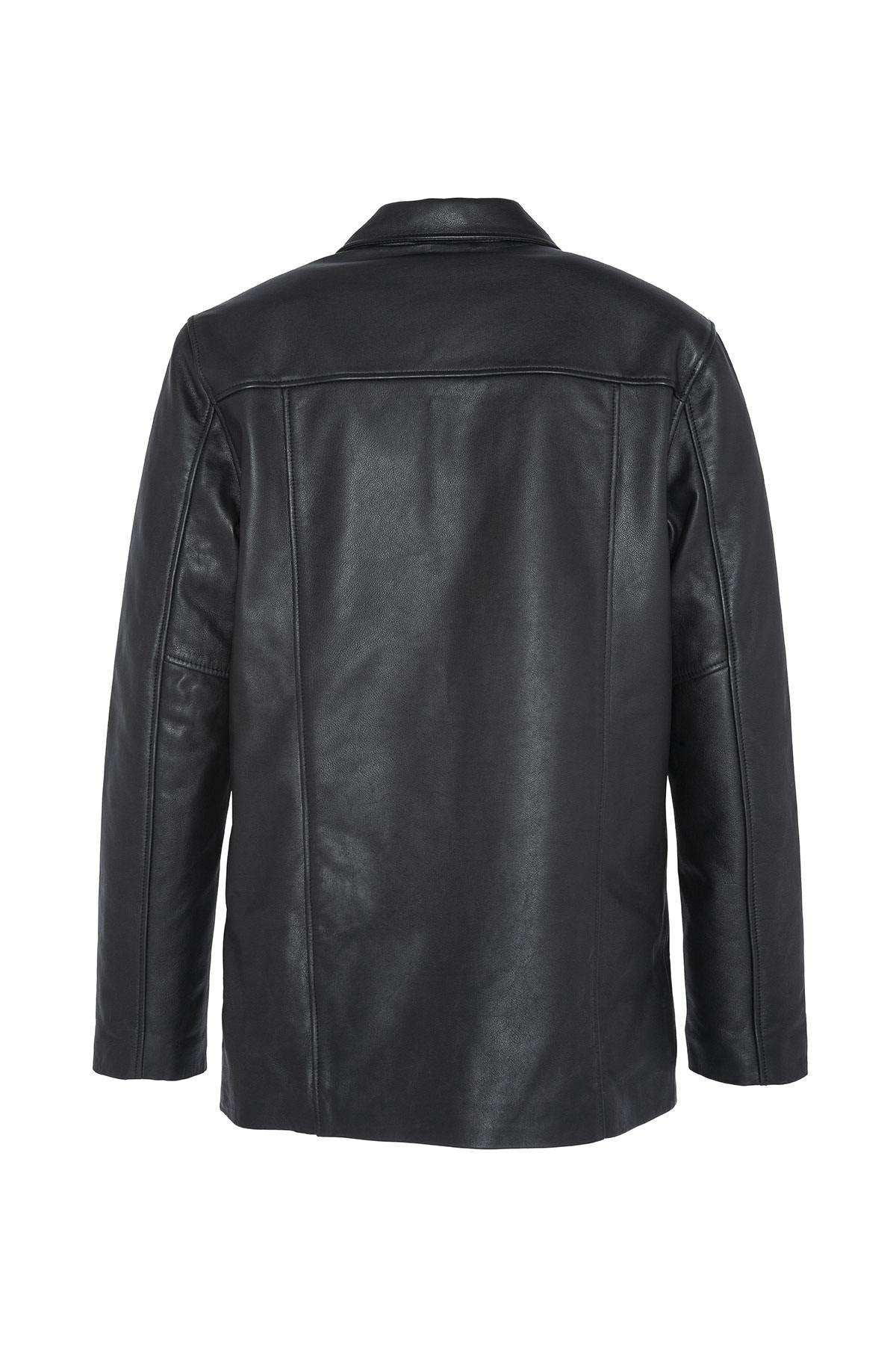 Black thick leather jacket - Image n°7