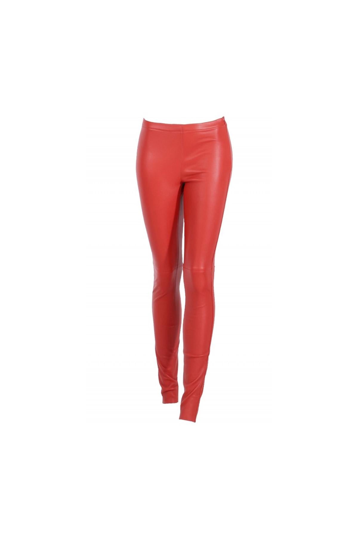 Red slimfit leather pants - Image n°10