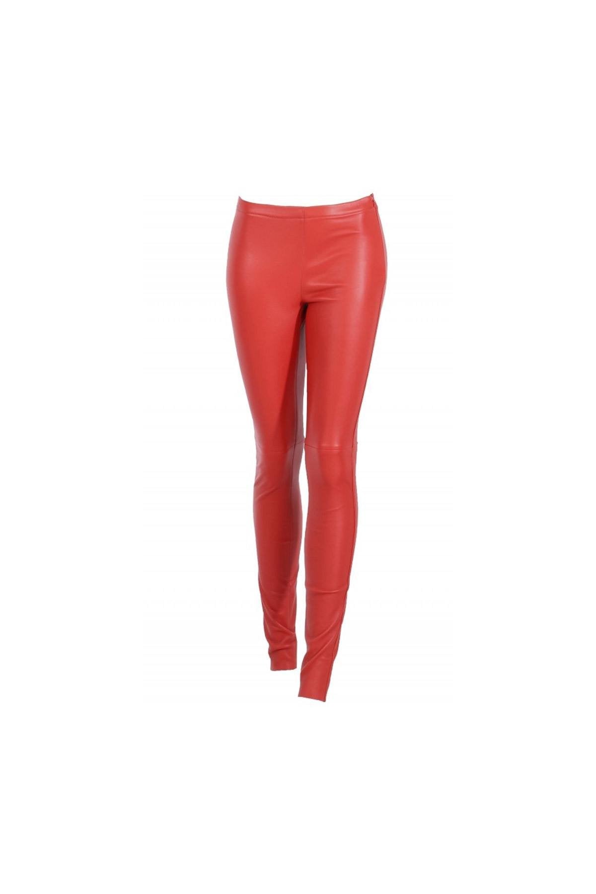 Red slimfit leather pants - Image n°10