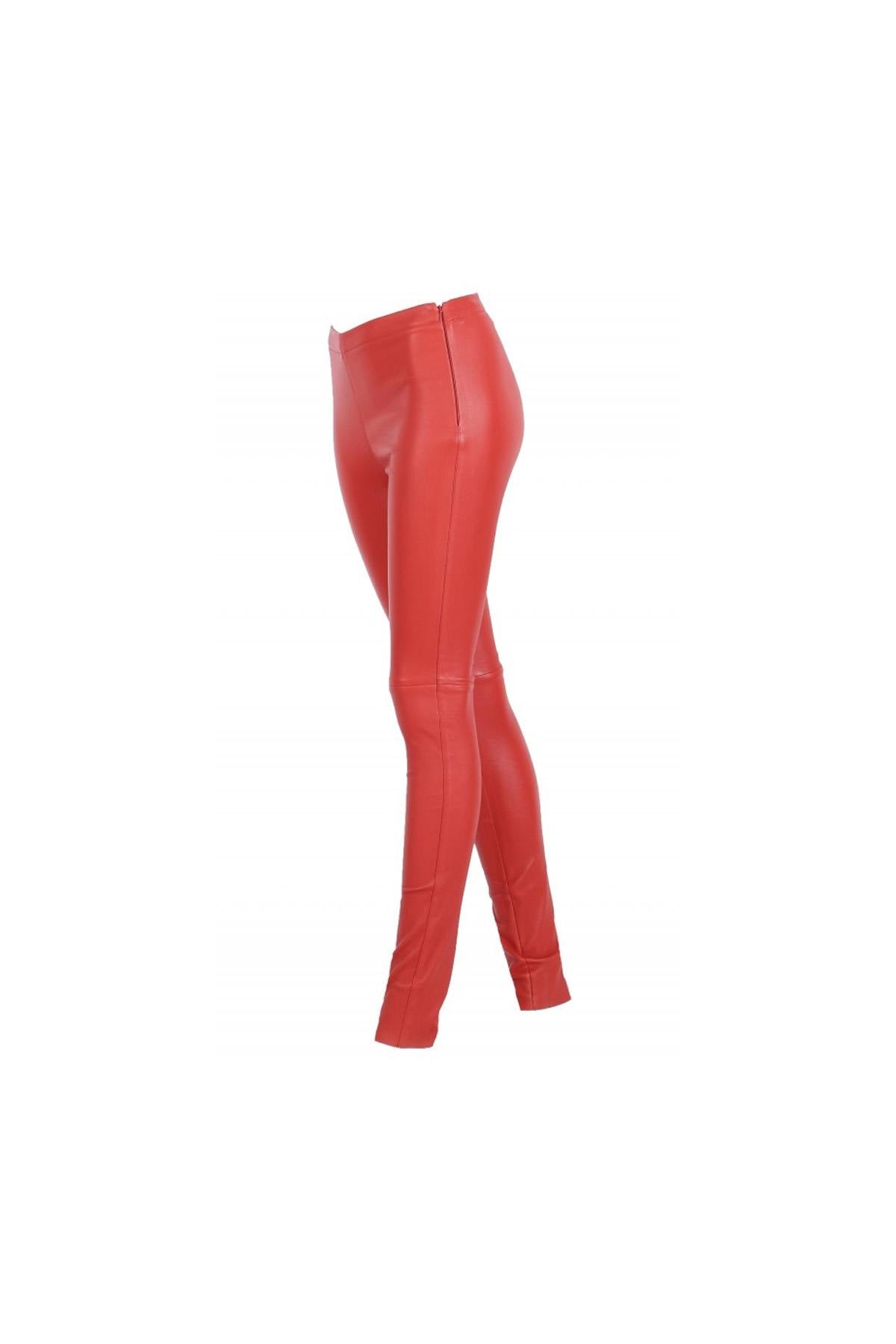 Red slimfit leather pants - Image n°12