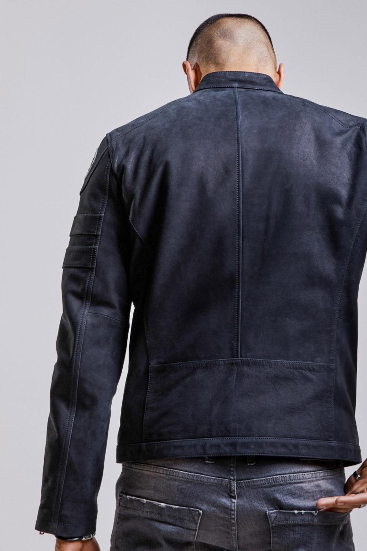 Cowhide leather biker jacket - Image n°5