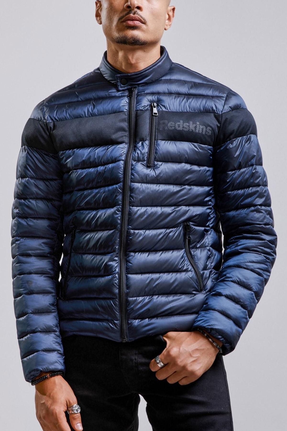 Navy blue nylon down jacket - Image n°2