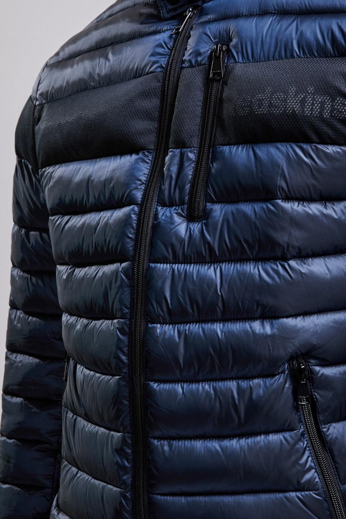 Navy blue nylon down jacket - Image n°5